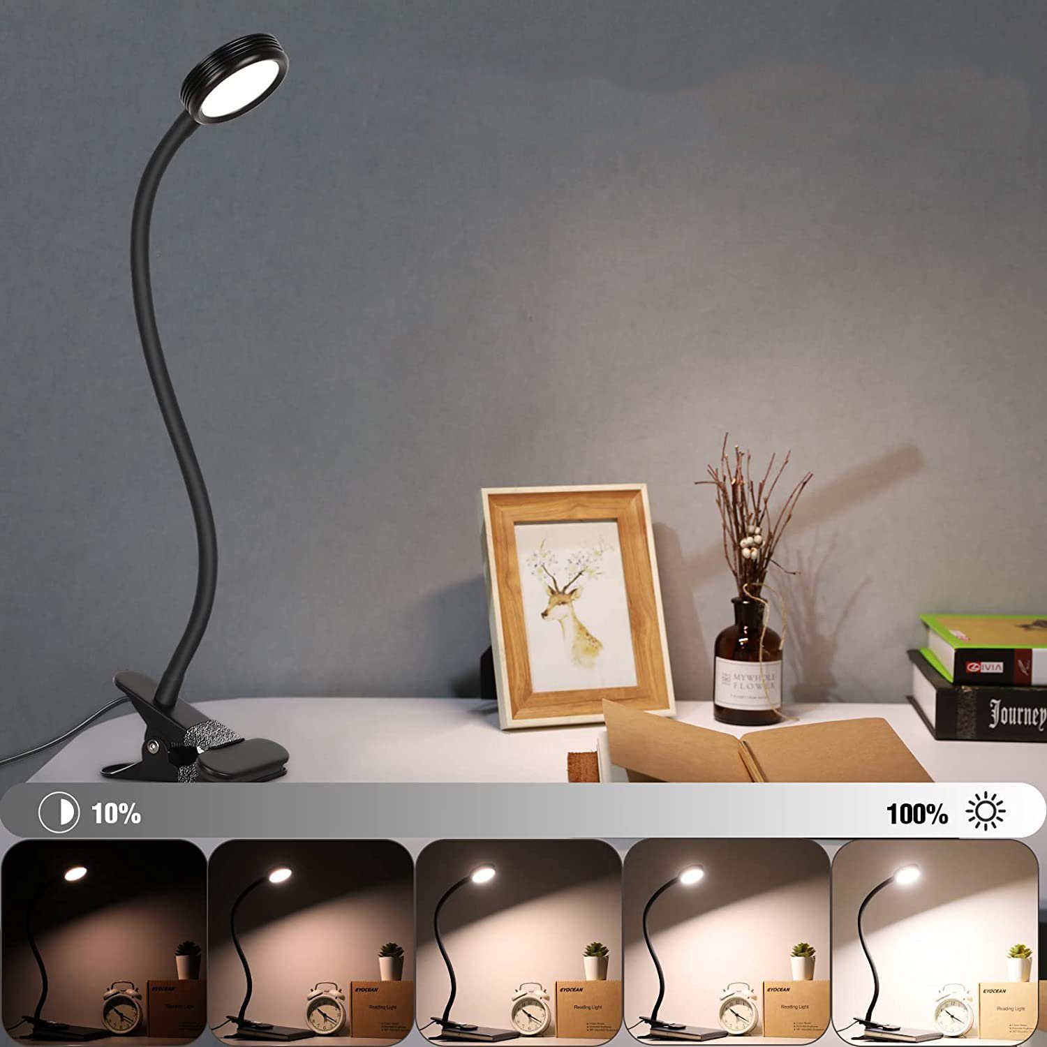 Augenpflege Schreibtischlampe Schwanenhals Bett Lampe LED Leselampe 3 Modi