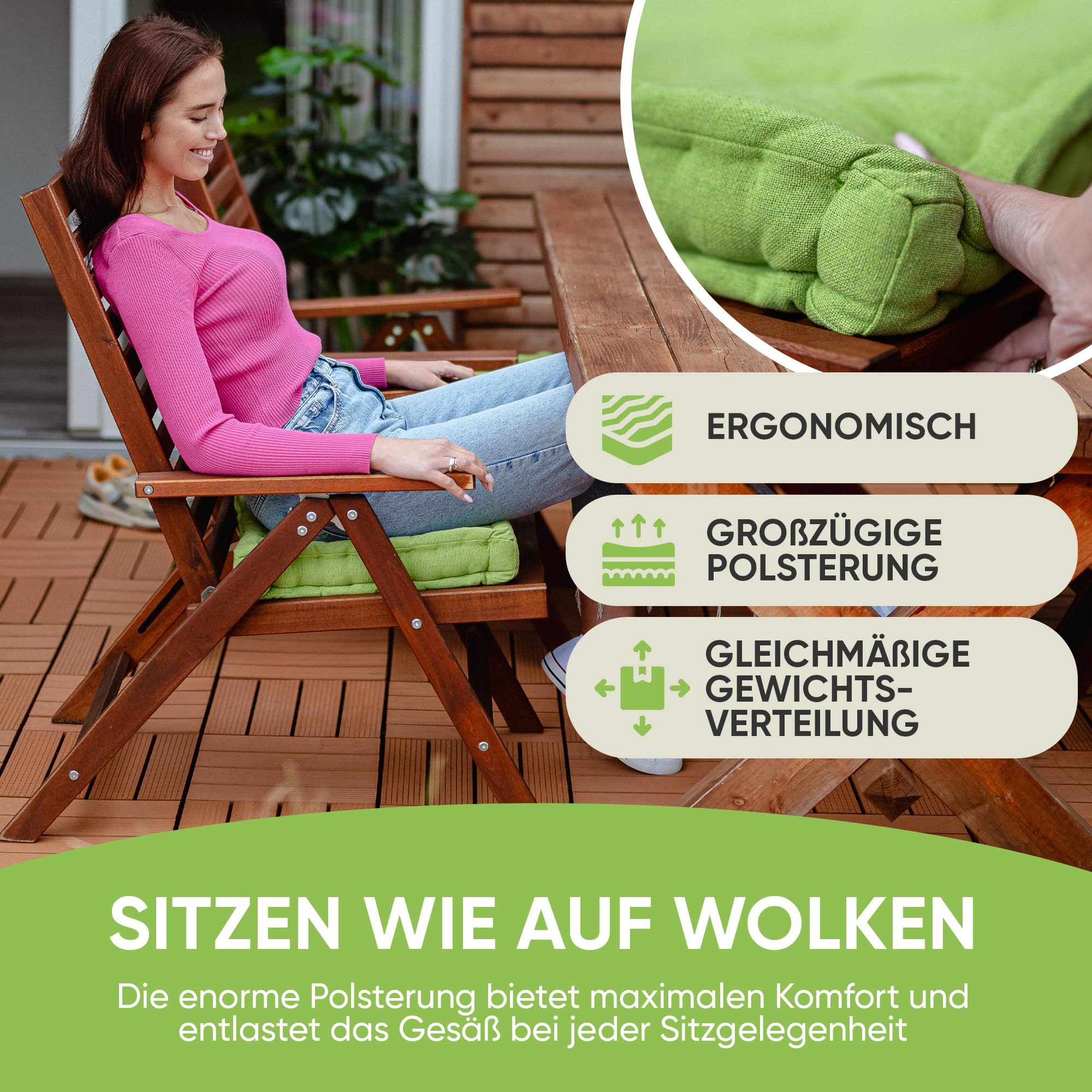 Gräfenstayn Sitzkissen Stuhlkissen, 40x40x8cm, Bodenkissen, Steppkissen, di günstig online kaufen