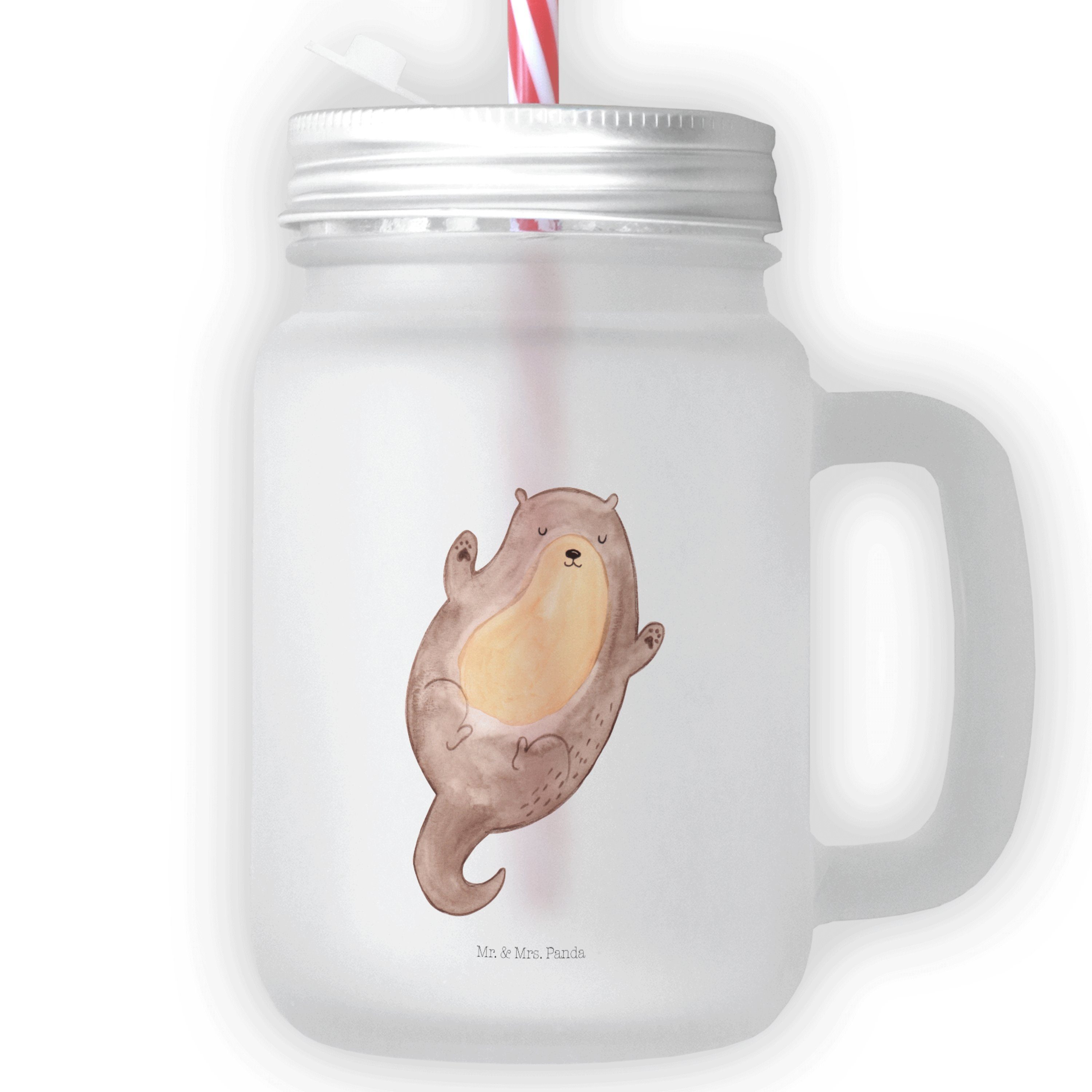 Panda Otter - Premium Sommerglas, Glas Geschenk, Strohhalm Mrs. Mr. Transparent & Glas Umarmen Glas, -