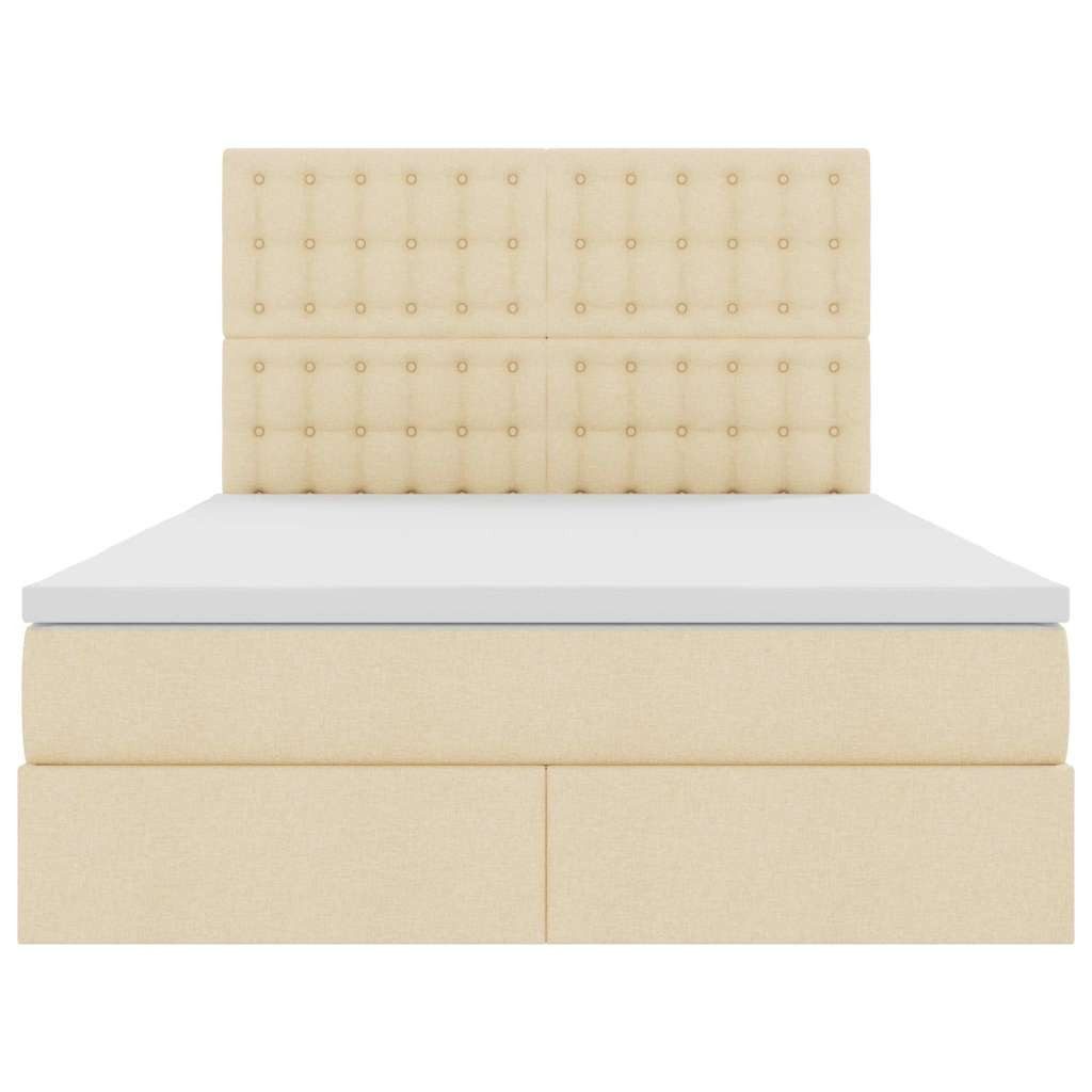 vidaXL Bed Storage Bed with Mattress Cream 140 x 190 cm Polyester (1-piece)