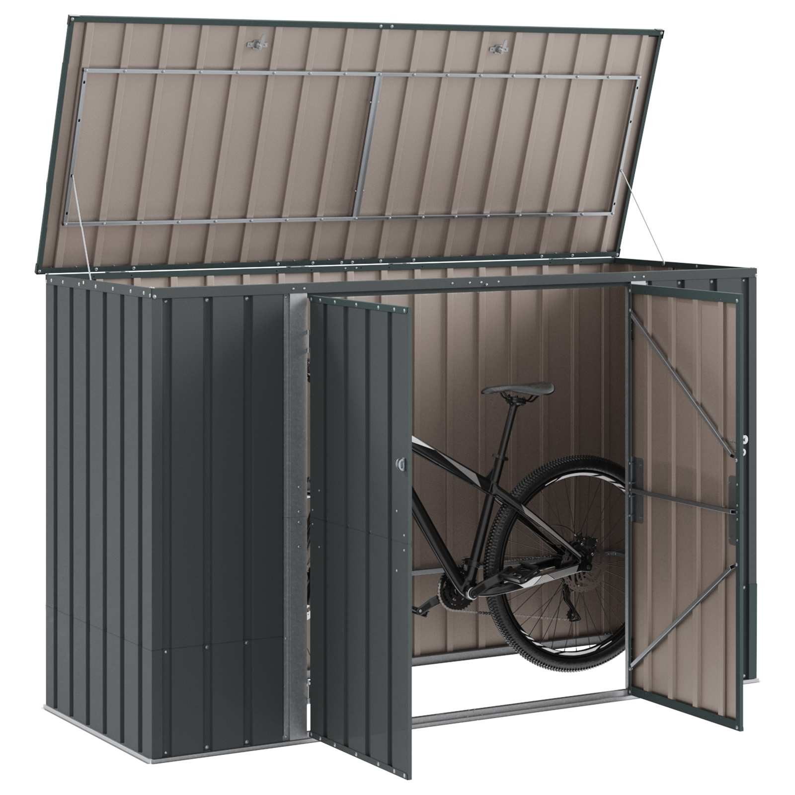 vidaXL Gartenhaus Gartenlagerbox Schwarz 214 x 82 x 132 cm Stahl