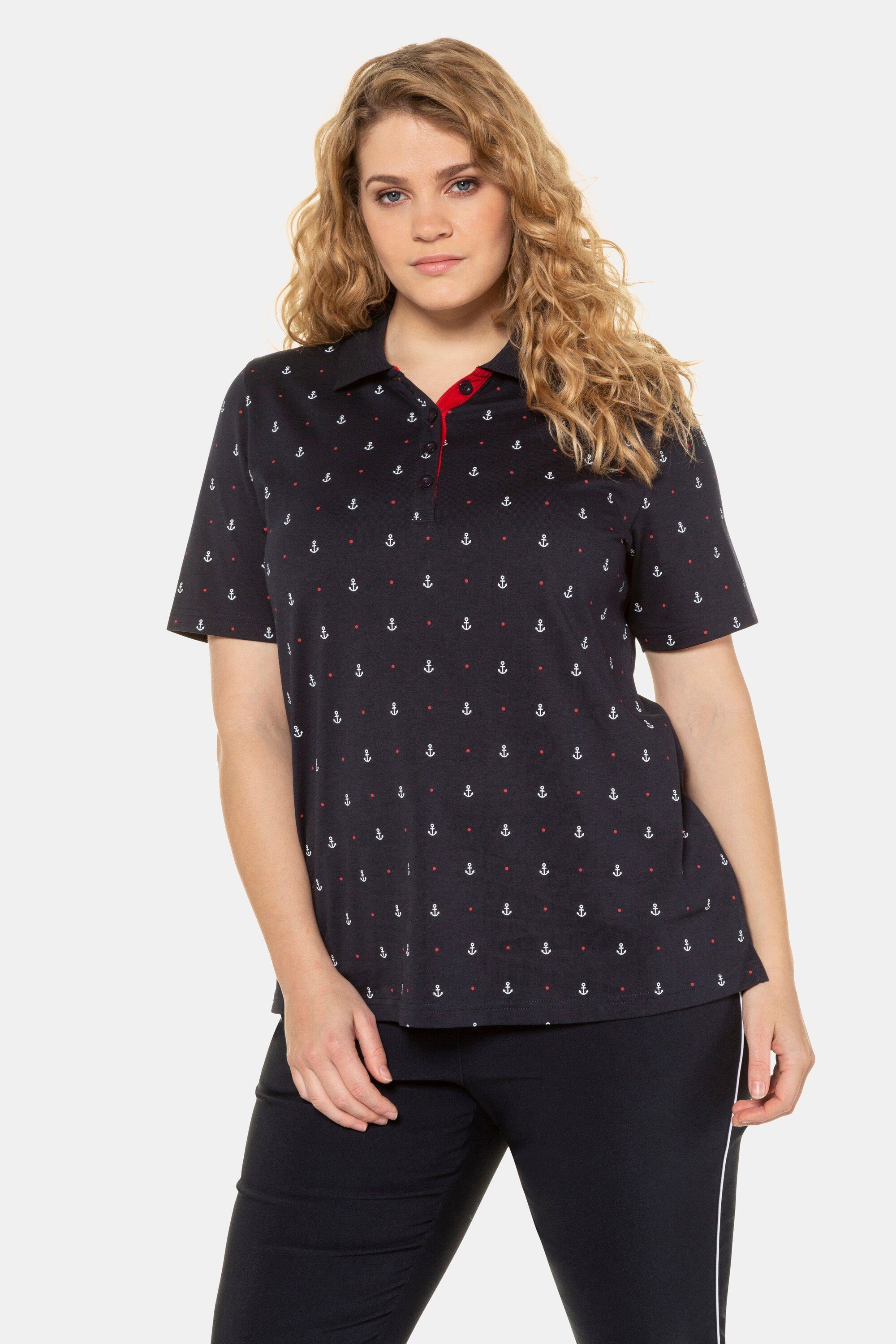 Ulla Popken T-Shirt Poloshirt Ankermuster Classic Pima Cotton