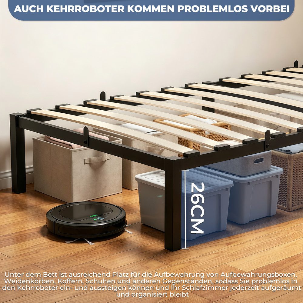 GLIESE Bettgestell Lattenrostbett mit Holzlattenrost (Bett), bis 160 kg belastbar, Matratzenstopper – Bild 4 von 5