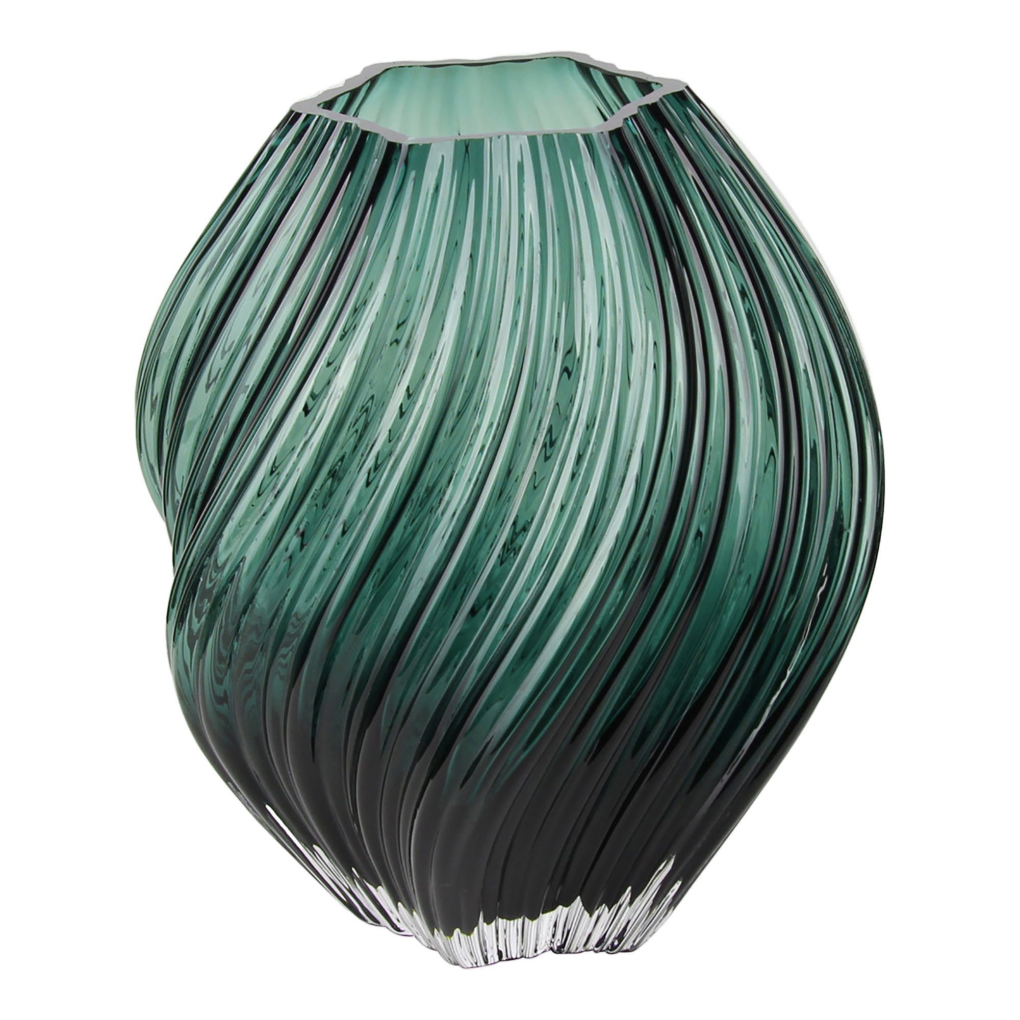 tinkaro Dekovase Vase mundgeblasenes Glas ø19x23 cm Dunkelgrün (1 St), Klassischer Blumenbehälter für frische oder getrocknete Blumen