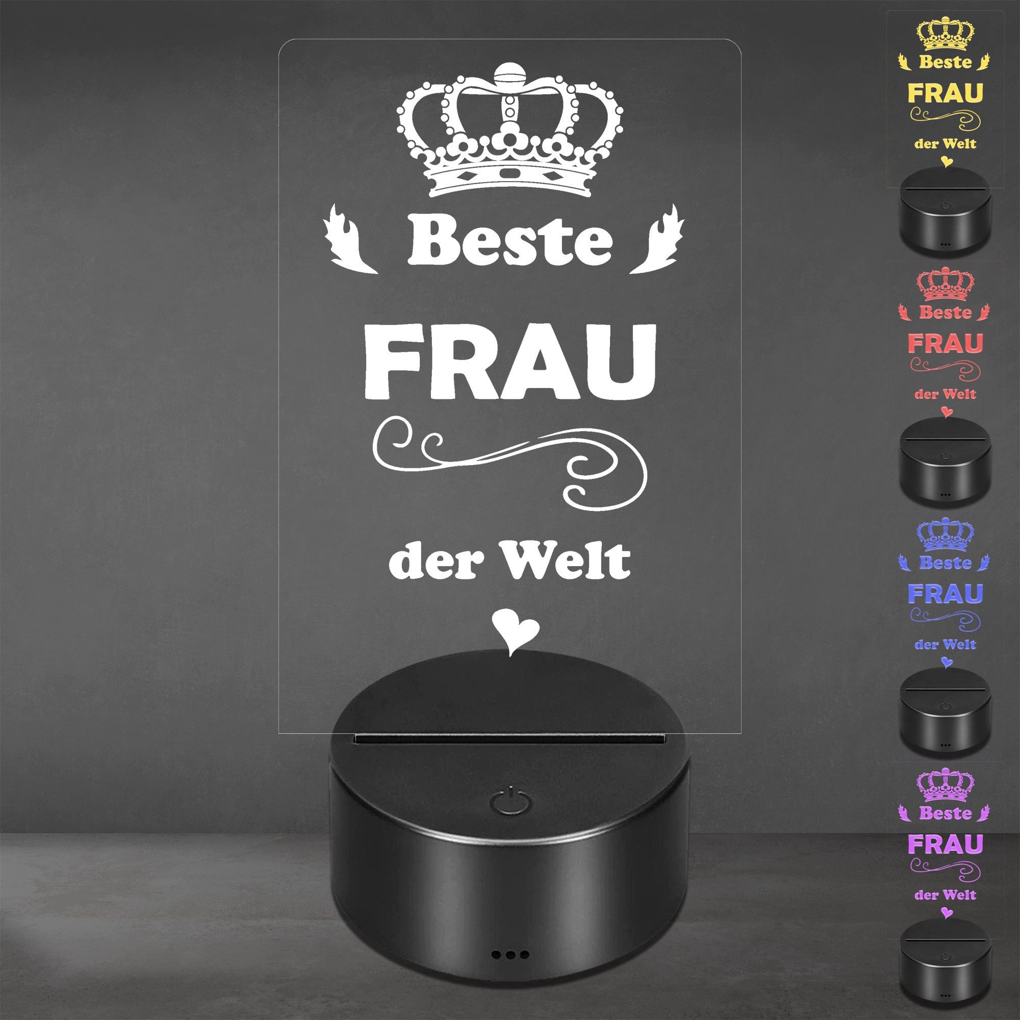 Lieblingsmensch LED Nachtlicht mit Gravur, Beste Frau, Acryl-Lampe mit romantischem Spruch, LED fest integriert, Farbwechsel oder feste Farbe mit Fernbedienung & Touch, Dekolampe zur Hochzeit, Geburtstag, Verlobung & Jahrestag