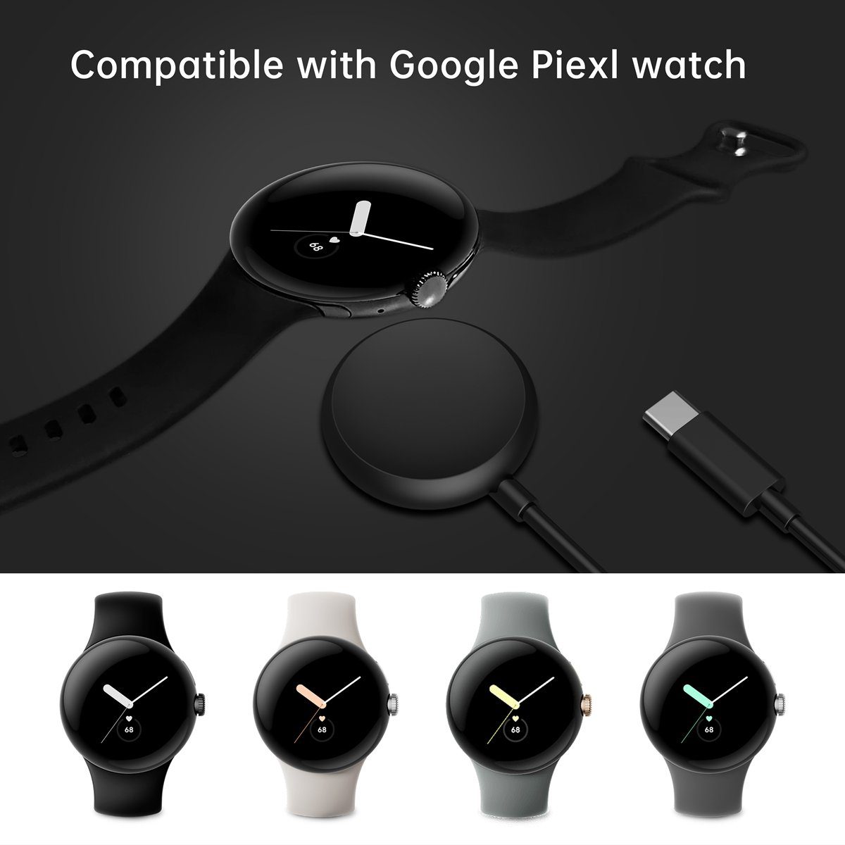 Wigento Für Google Pixel 3 41mm / 2 / 1 USB Port 1 Meter Ladekabel Schwarz Stromadapter, 0 cm – Bild 3 von 5