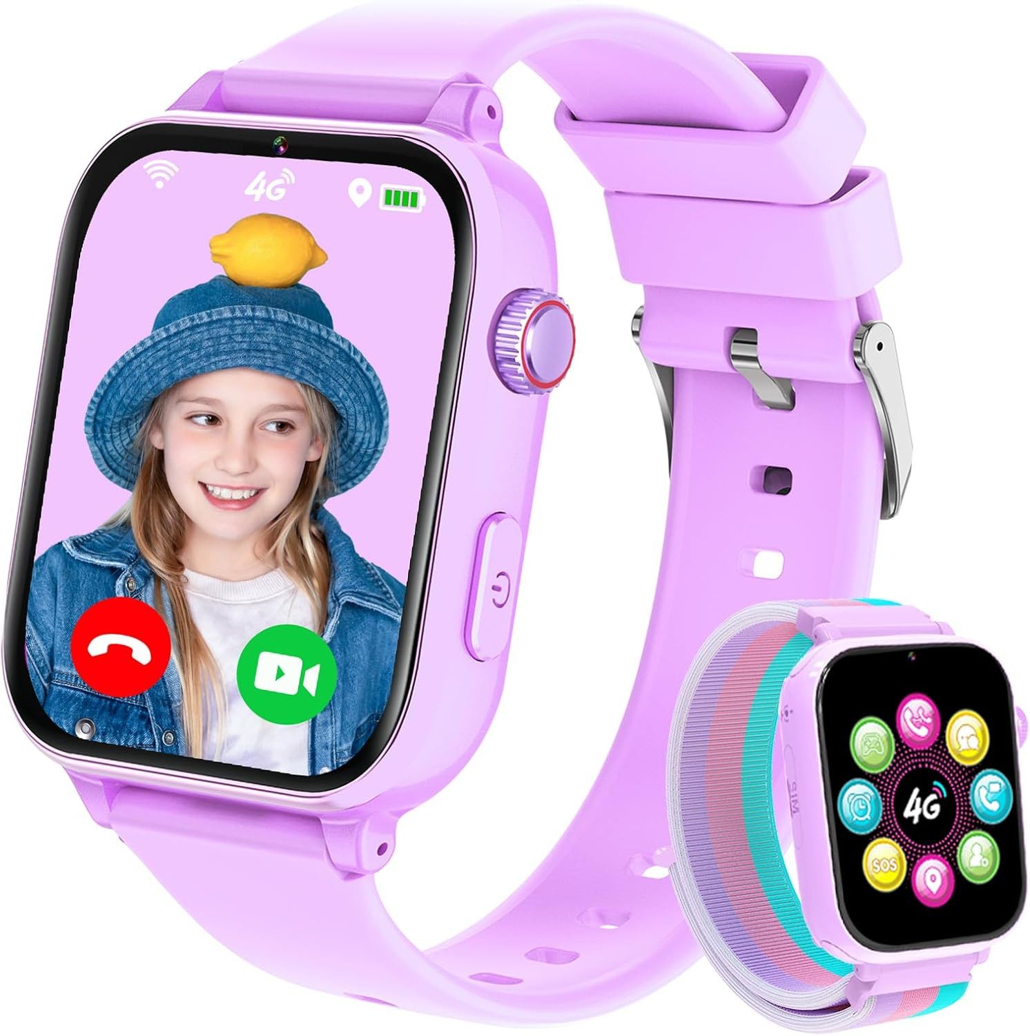 PTHTECHUS 4G-A22 Smartwatch (sim-karte), KINDER SMARTWATCH MIT GPS 4G VIDEOANRUF SOS