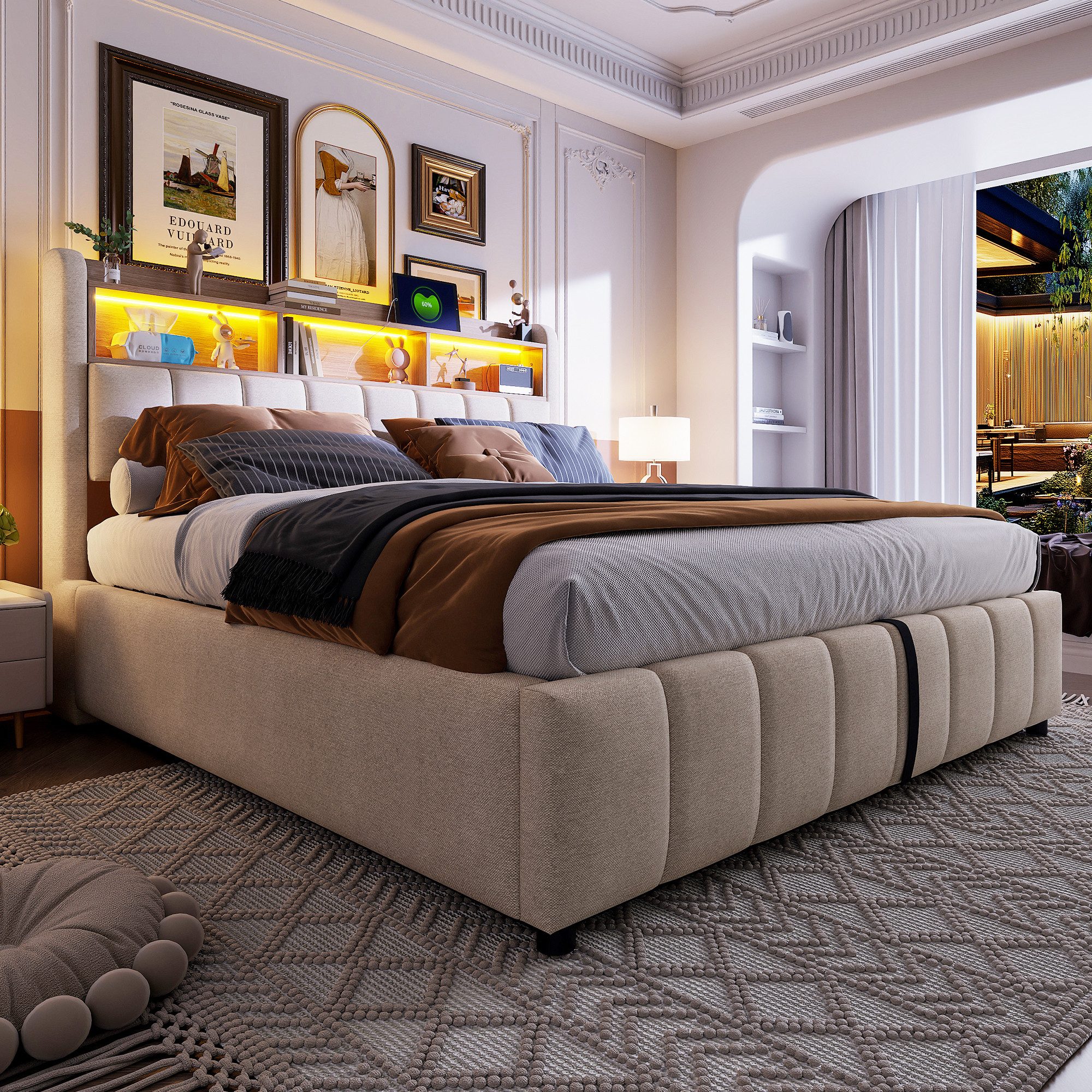 STILVORA Polsterbett 180×200 mit bettkasten,Funktionbett mit LED und USB,St günstig online kaufen