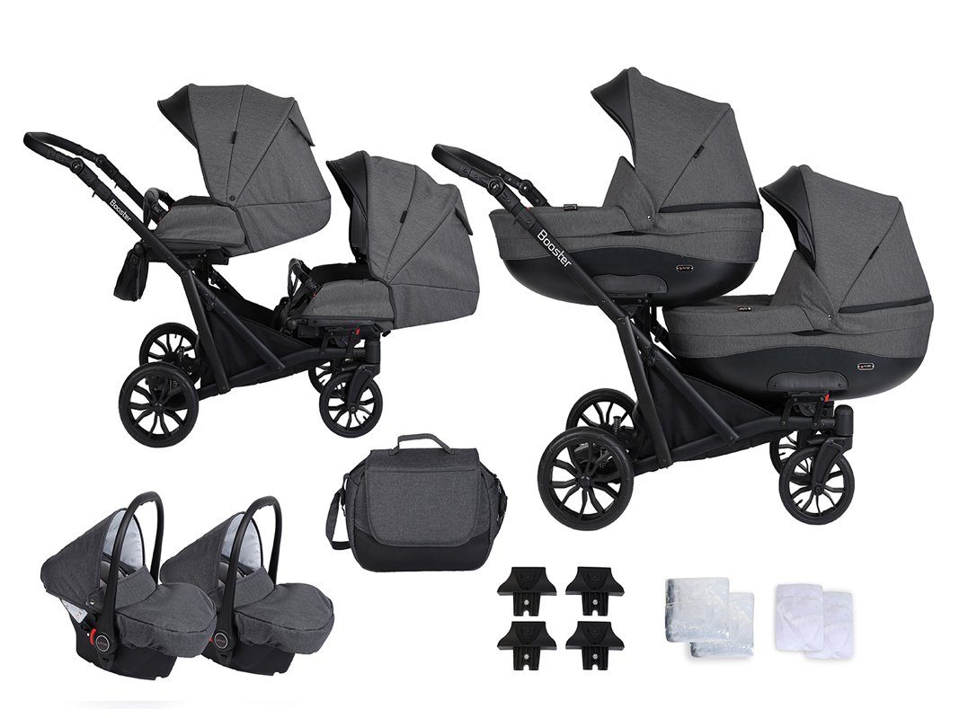babies-on-wheels Zwillings-Kombikinderwagen Twin-Go 4 in 1 inkl. Sportsitze, Autositze und Zubehör in 4 Цвета(ов)