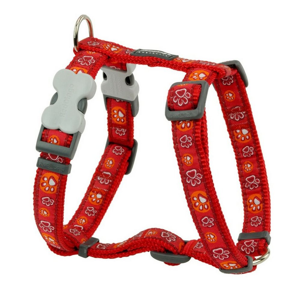 Thumbnail - Red Dingo Hunde-Geschirr Hundegeschirr Style Rot Tierischer Fußabdruck 25-39 cm