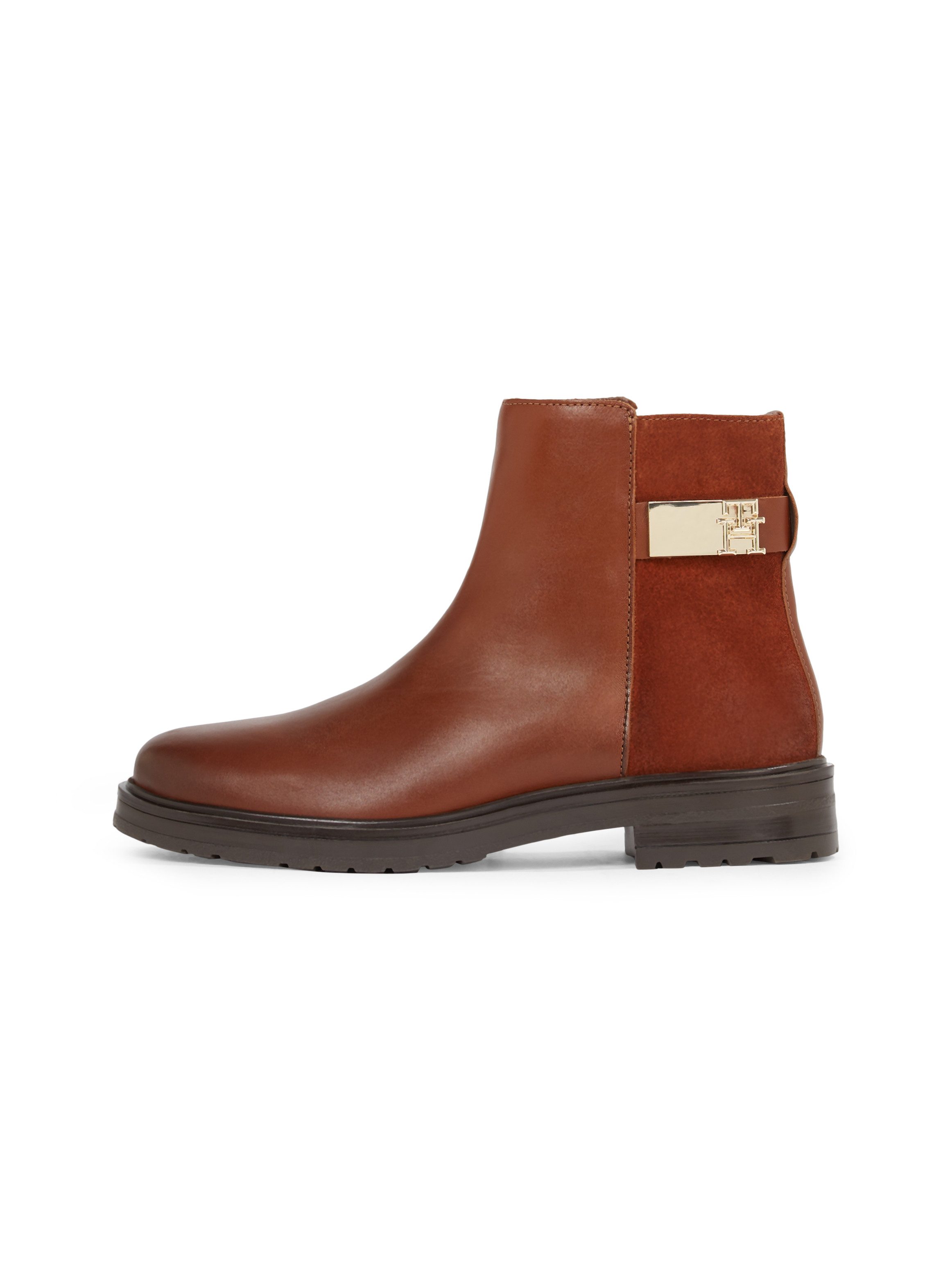 Tommy Hilfiger TH LOGO LEATHER MIX CHELSEA Stiefelette, Blockabsatz, Businesschuh, Boots mit TH-Schmuckelement