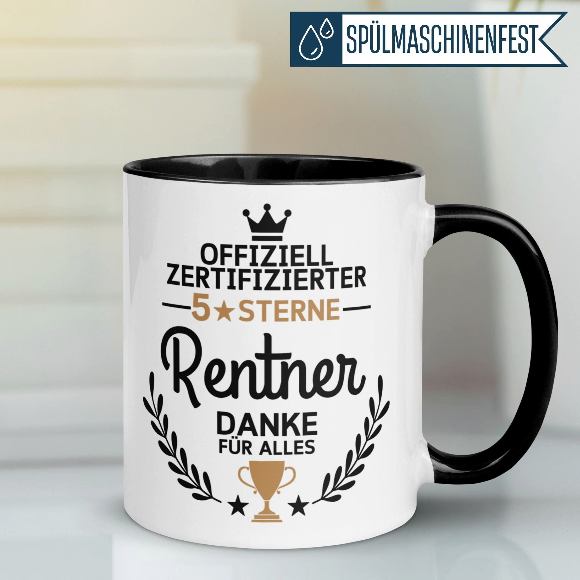 Momentals Tasse Offiziell zertifizierter 5 Sterne Rentner – Geschenk zur Rente Mann, Gratis Versand · Links-&Rechtshänder · Spülmaschinenfest