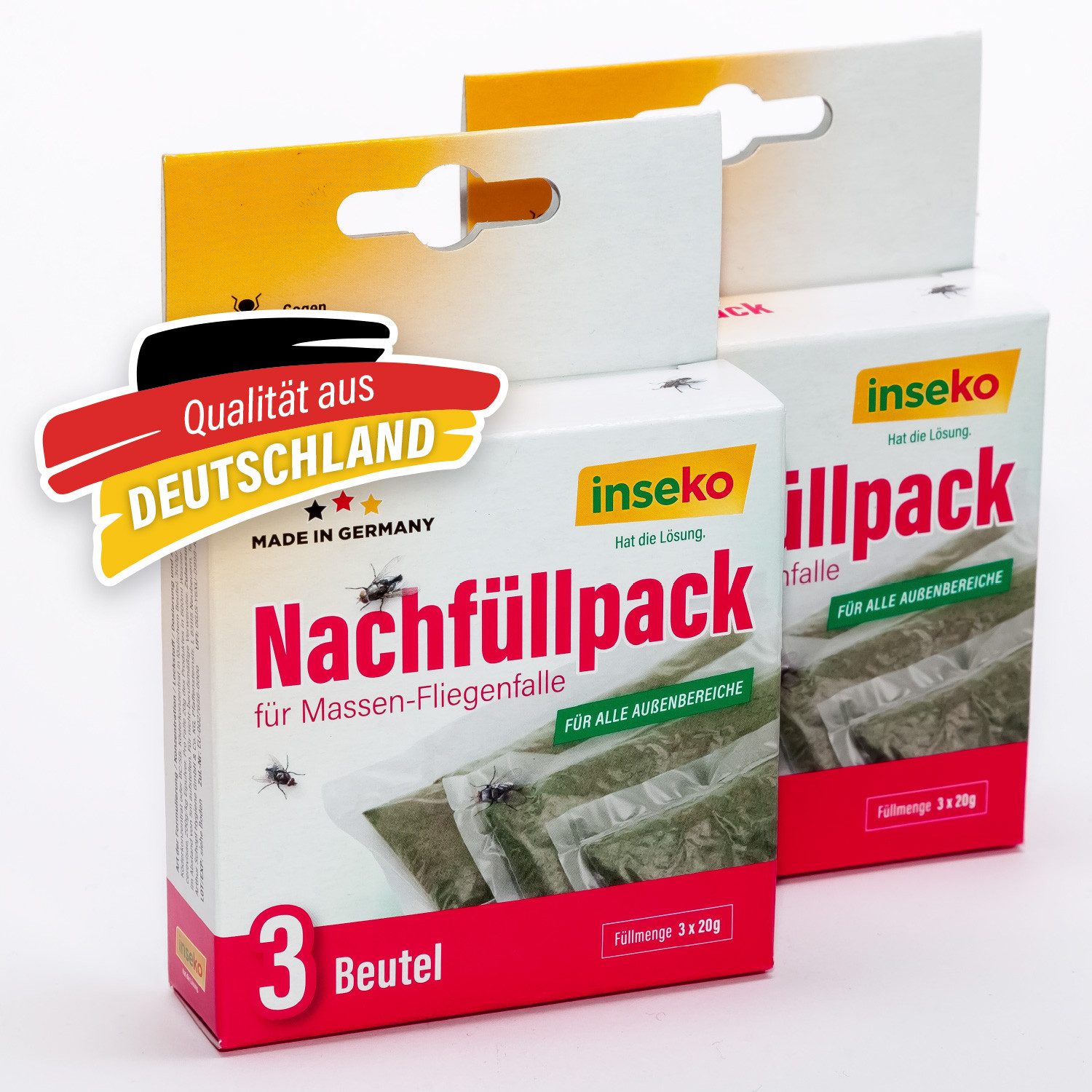 Inseko Insektenfalle 2 x inseko Nachfüllpack für Massen-Fliegenfalle I 6 Beutel, für alle Außenbereiche