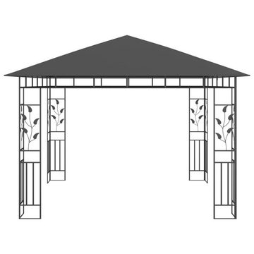vidaXL Pavillon Pavillon Gartenzelt mit Moskitonetz LED-Lichterkette 3x3x2,73m Anthra