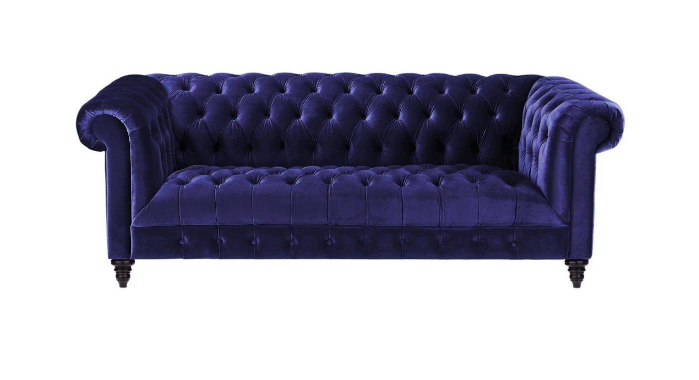 Samt Luxus Chesterfield Möbel JVmoebel Polster Lila Dreisitzer mit Couch Sofa Knöpfen Chesterfield-Sofa,