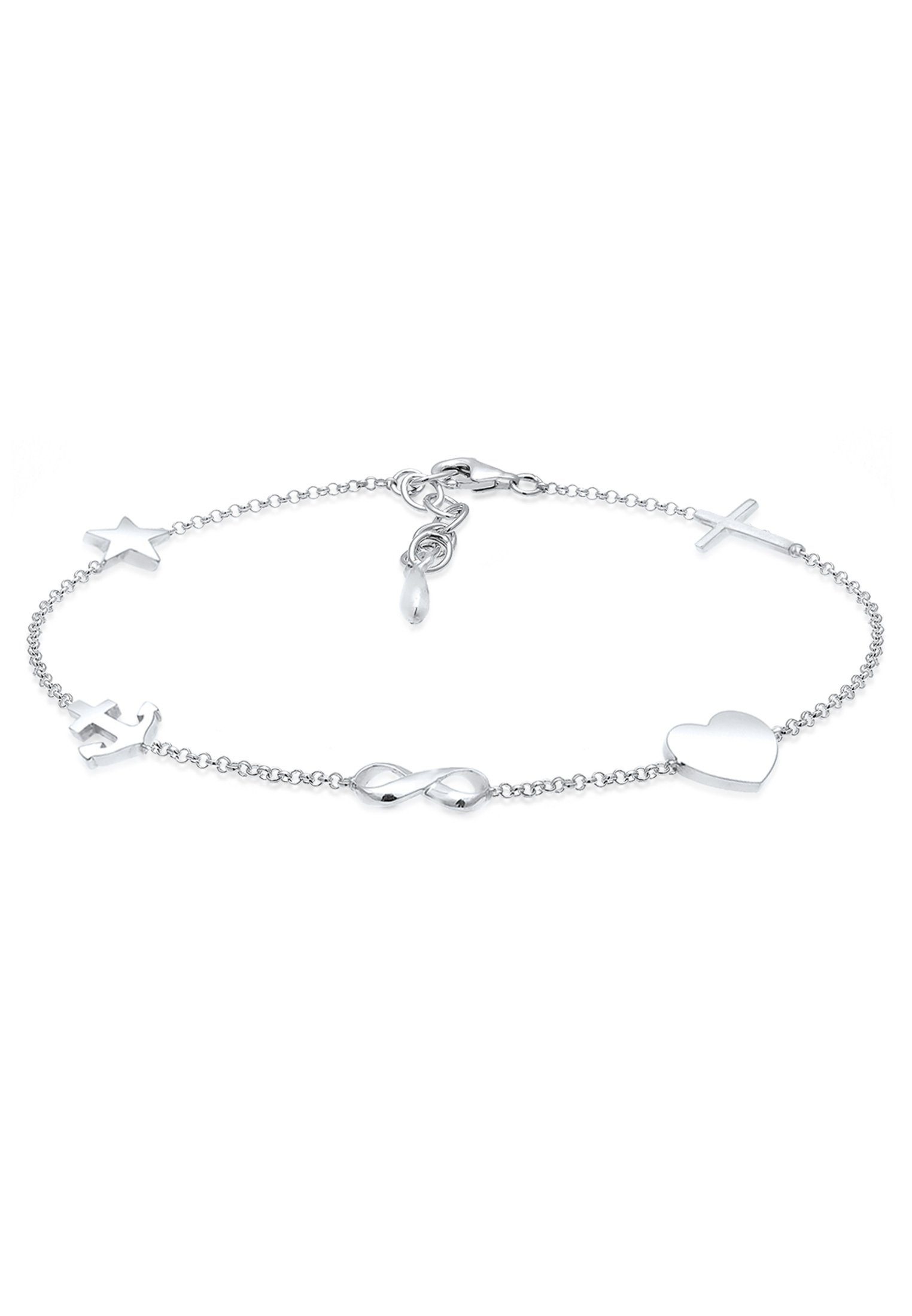 Elli Armband Armband Kreuz Herz Infinity Anker Stern 925 Sterling Silber (kein Set, 1-tlg), Anker