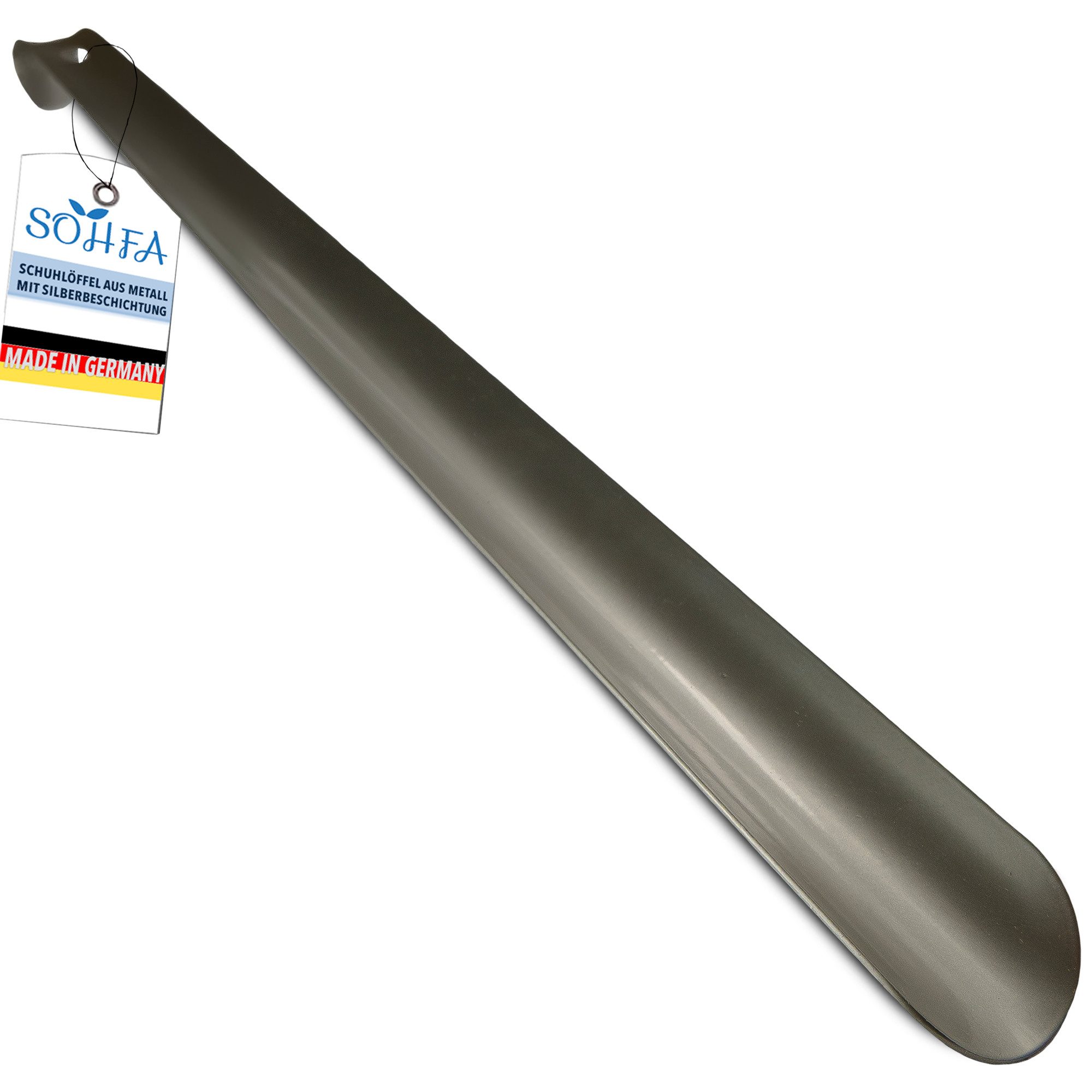 SOHFA Schuhlöffel 40cm, Made in Germany (1-tlg), Metall mit Silberbeschichtung, ergonomisch