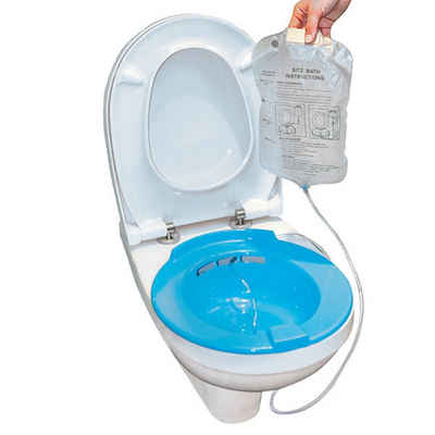 DocMed Bidet -Sitz Komfortable und erfrischende Toilettenhygiene, Runde Form, Einfach auf die Toilette legen, Herausnehmbares Sitzbad mit Wasserreservoir, Mit Sprühdüse, Waagerechter Abgang, Spar-Set