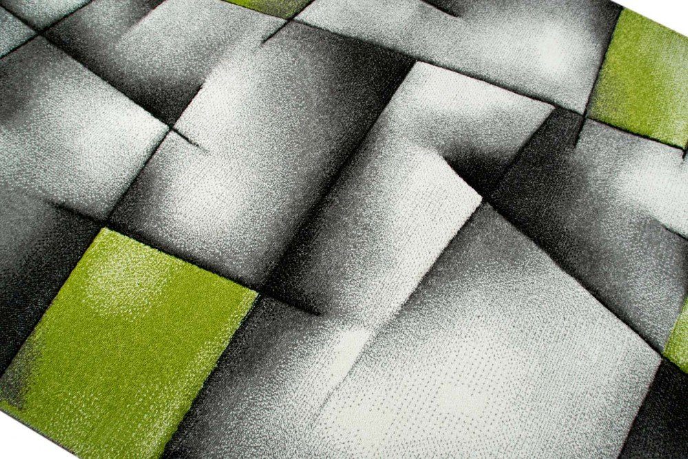 Carpetia Teppich Moderner Teppich Kurzflor Wohnzimmerteppich karo abstrakt grün grau, rechteckig, Höhe: 13 mm – Bild 4 von 4