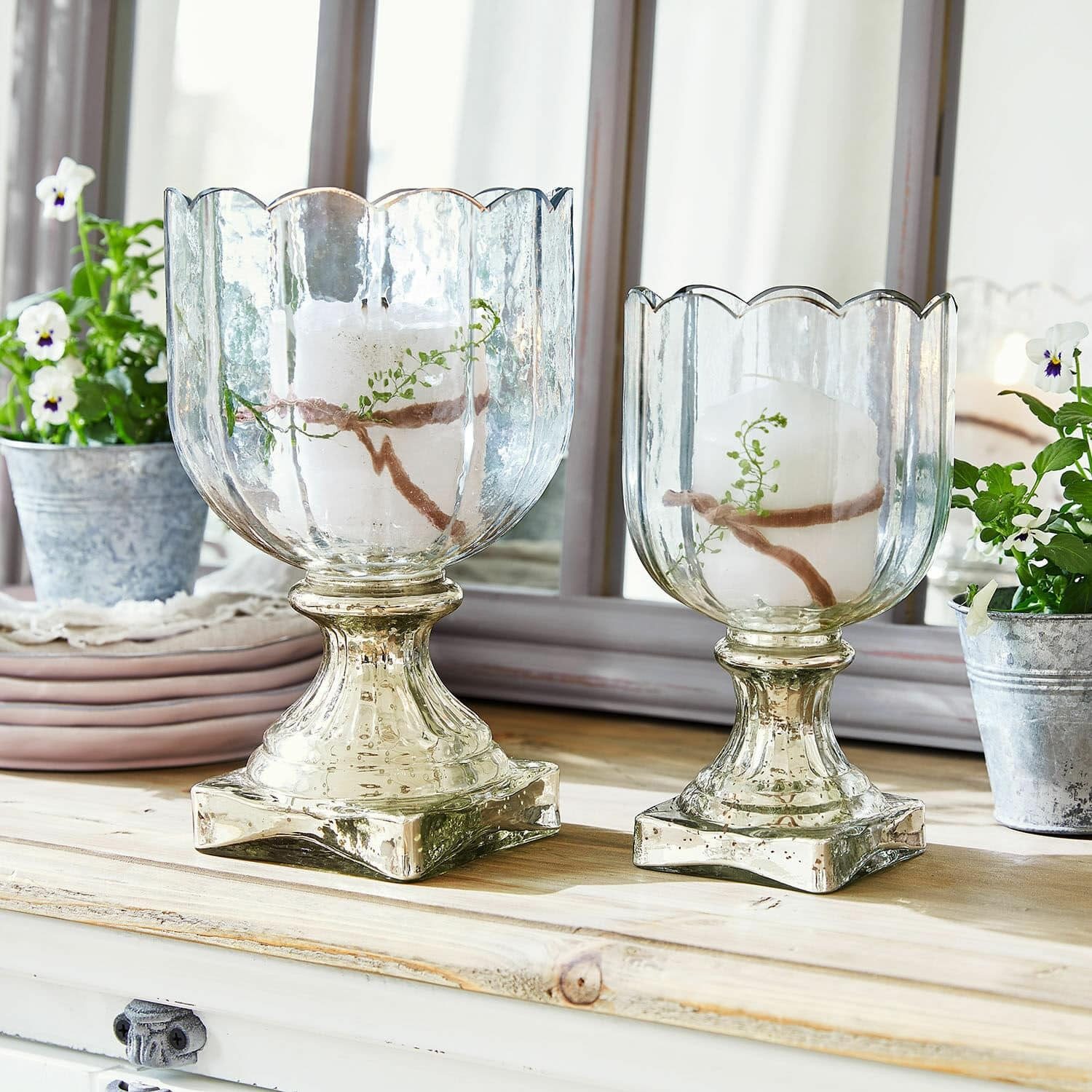 Mirabeau Windlicht Windlicht 2er Set Jovique klar/silber (2er Set, 2er Set)