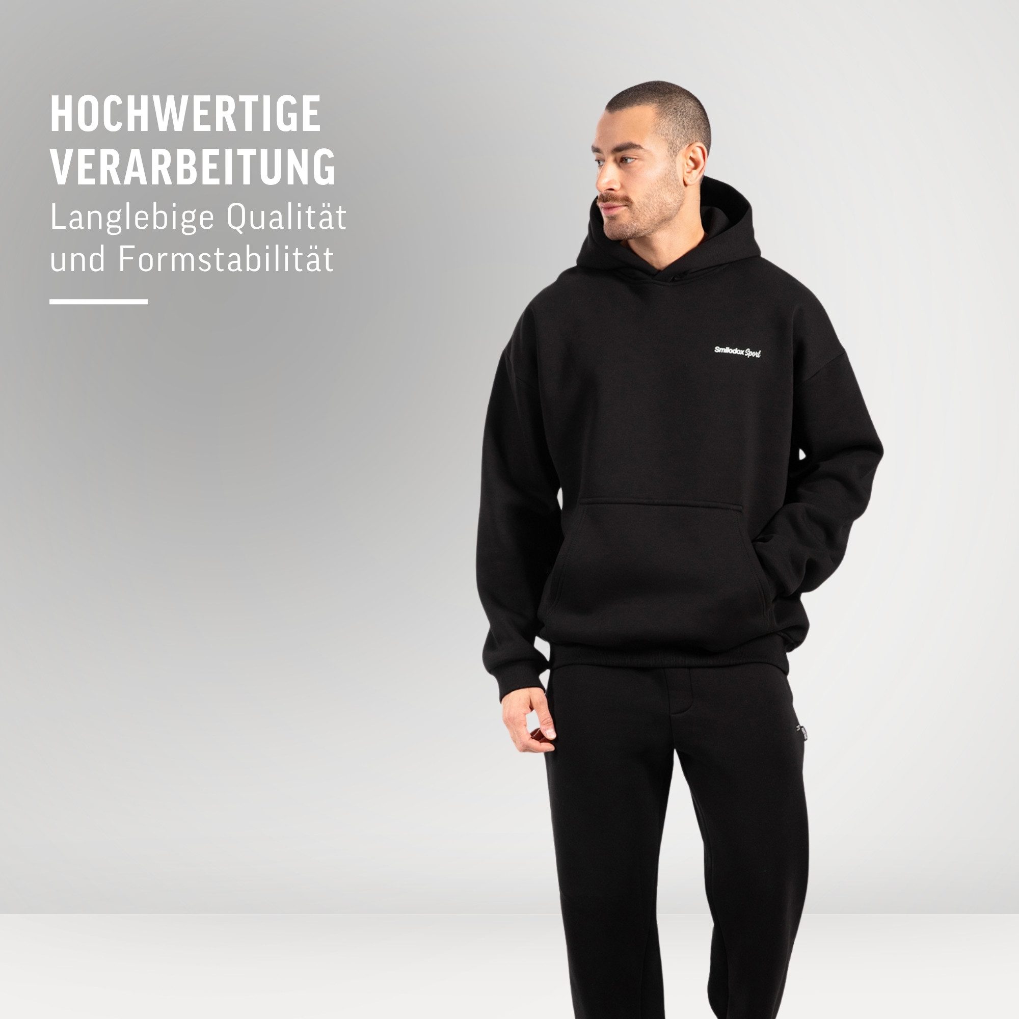 Smilodox Hoodie Tamio, Regular Fit Kapuzenpullover mit Prints auf Brust & Rücken Flauschiger Stoff Pulli Kängurutasche & Bündchen Sport Freizeit