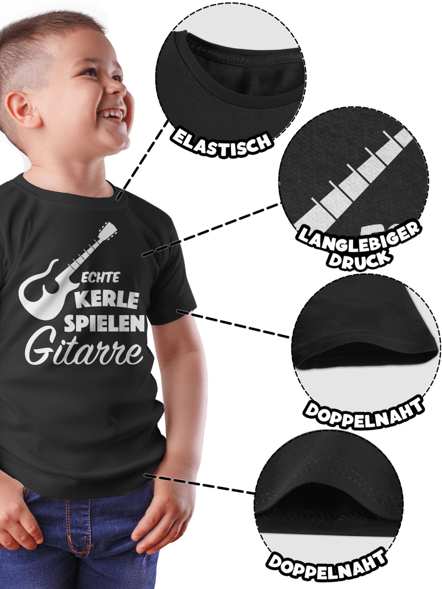 Shirtracer T-Shirt Echte Sprüche Kerle Statement spielen Kinder 2 Schwarz Gitarre