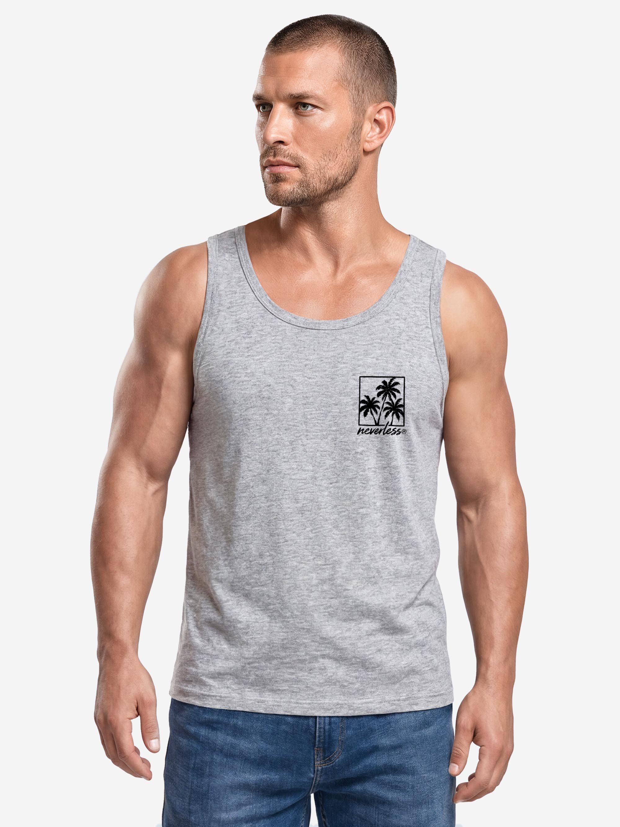 Neverless Tanktop Tanktop Herren mit Grafik-Print - Design Logo Palmen - Trägershirt mit Print – Bild 3 von 5