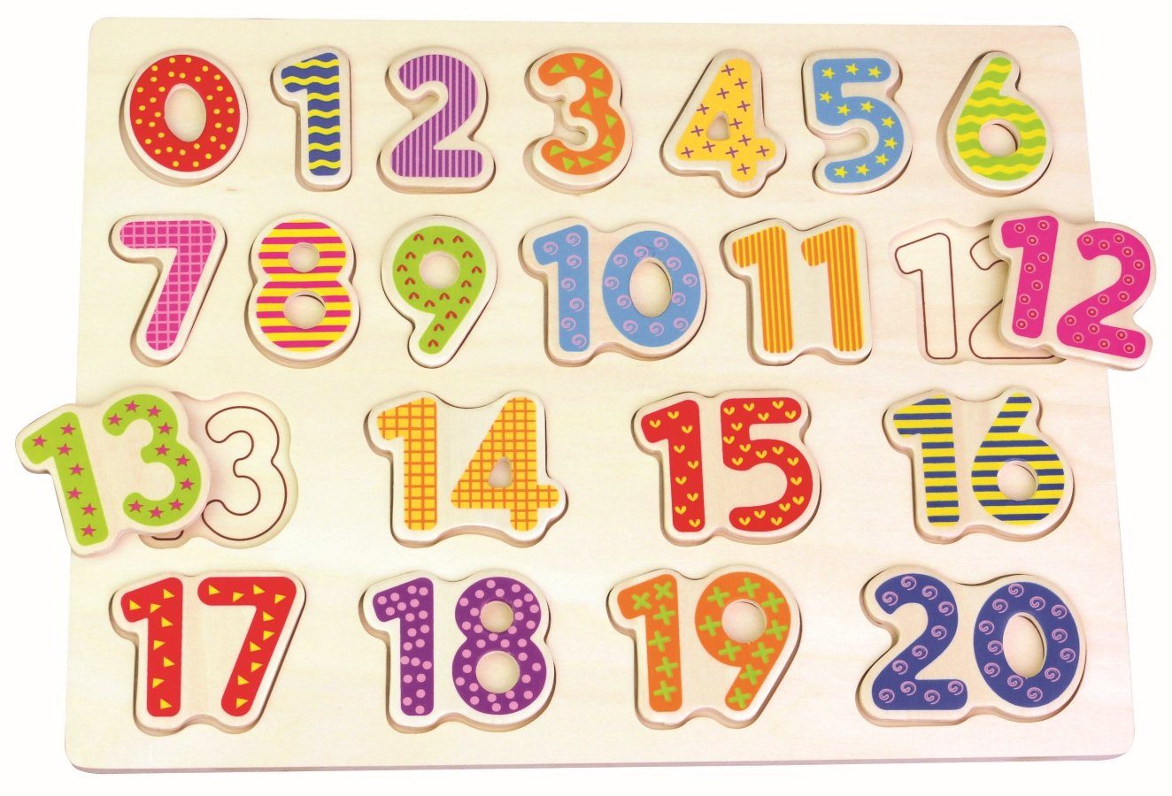 Lelin Steckpuzzle 20001 Holz - Zahlenpuzzle Zahlen 0-20, 21 Puzzleteile günstig online kaufen