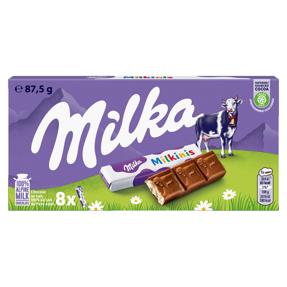 MILKA Schokolade, Milka Milkinis mit Milchcremefüllung 8er 87.5g
