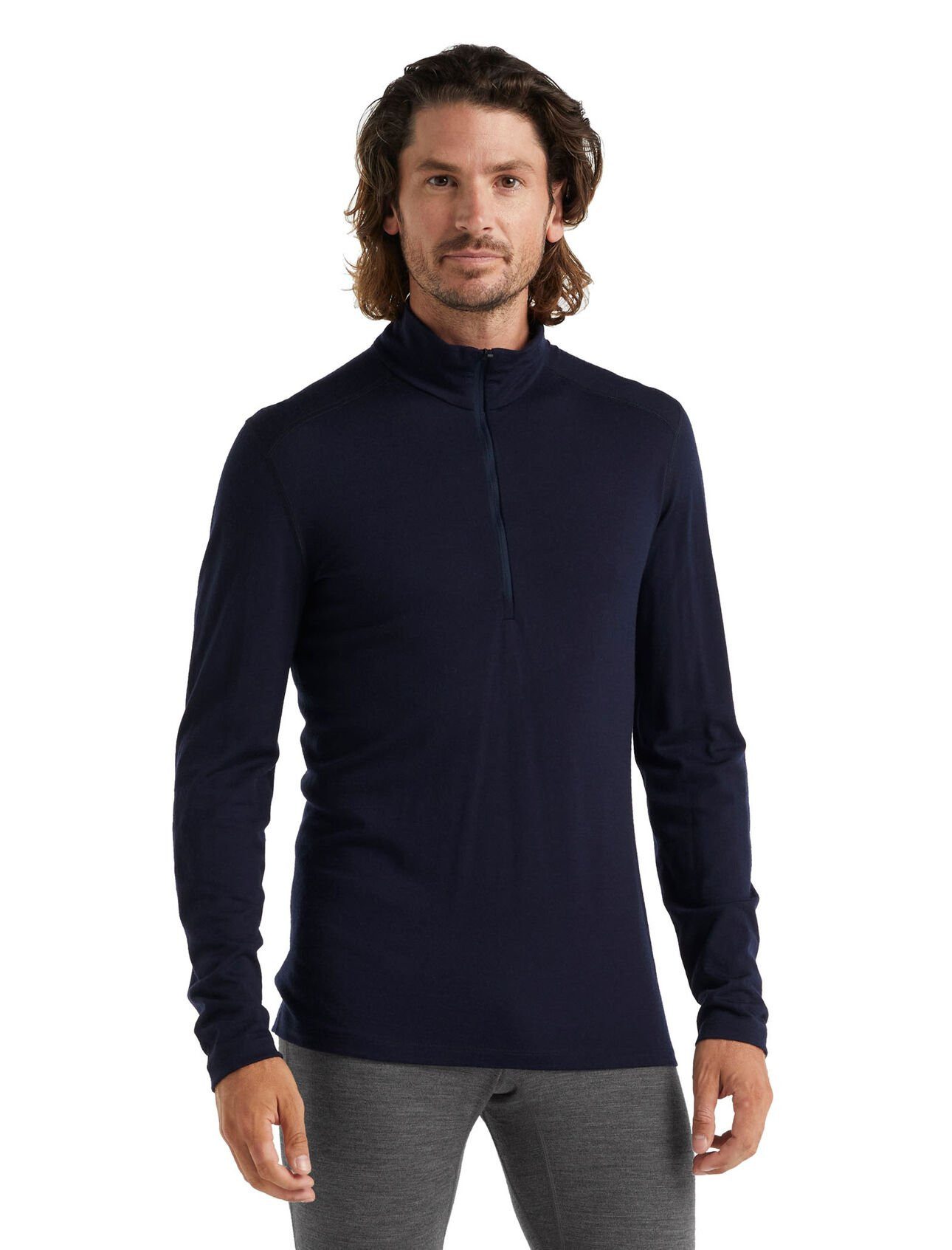 Icebreaker Langarmshirt Unterwäsche Half-Zip 200 Oasis LS - Merinowolle, enganliegend