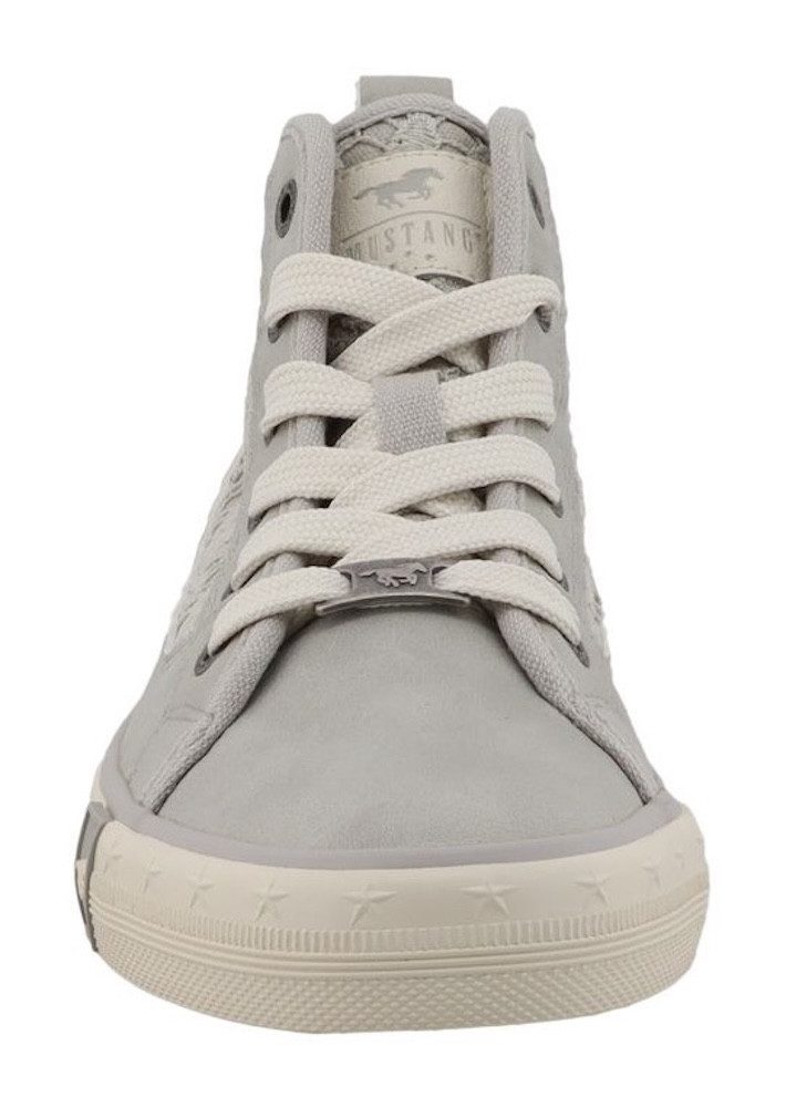 Mustang Shoes Winona Sneaker Schnürboots, High Top-Sneaker mit Blüten-Stickerei – Bild 4 von 5