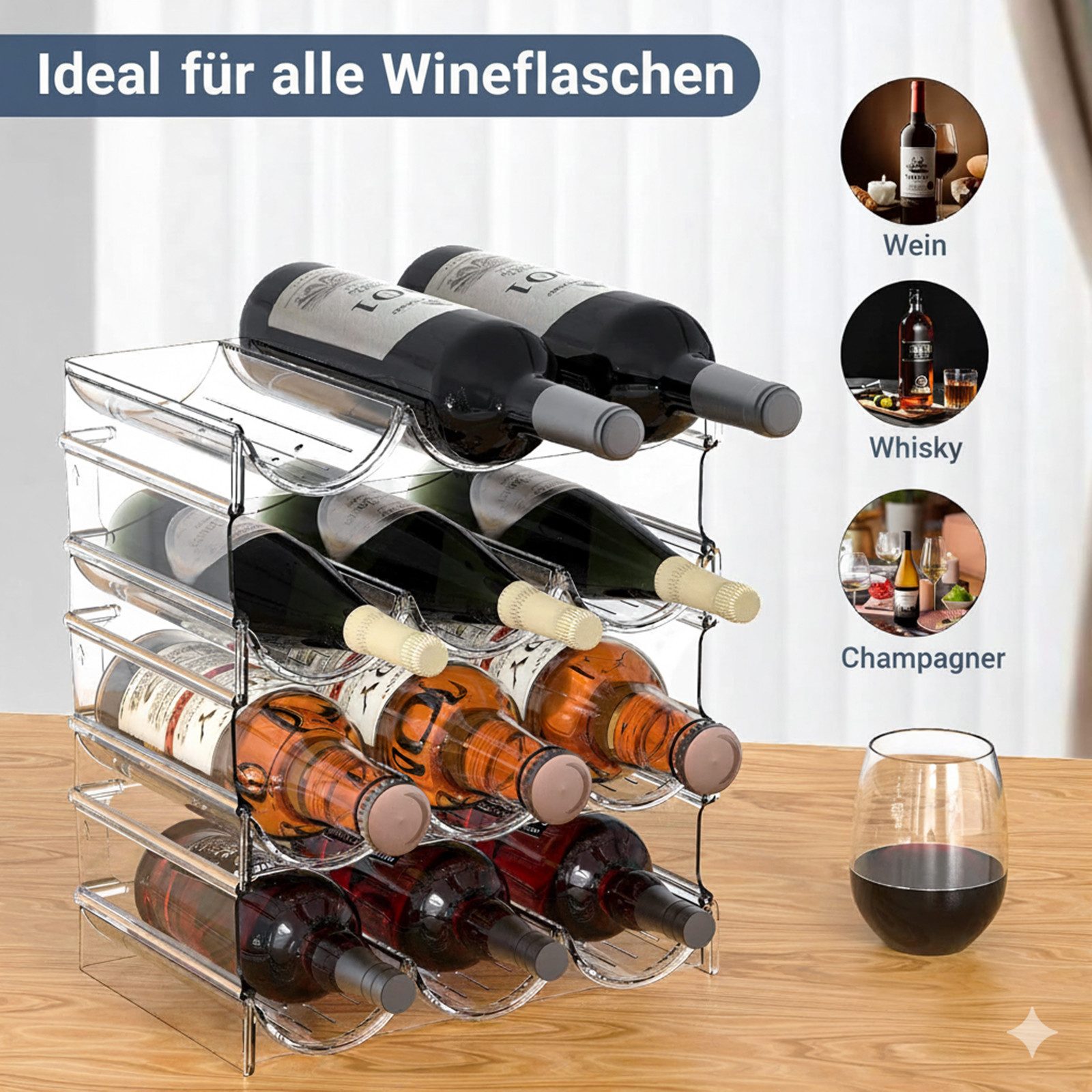 SURFOU Flaschenregal Stapelbarer Flaschenhalter für Schrank, Gefrierschrank günstig online kaufen