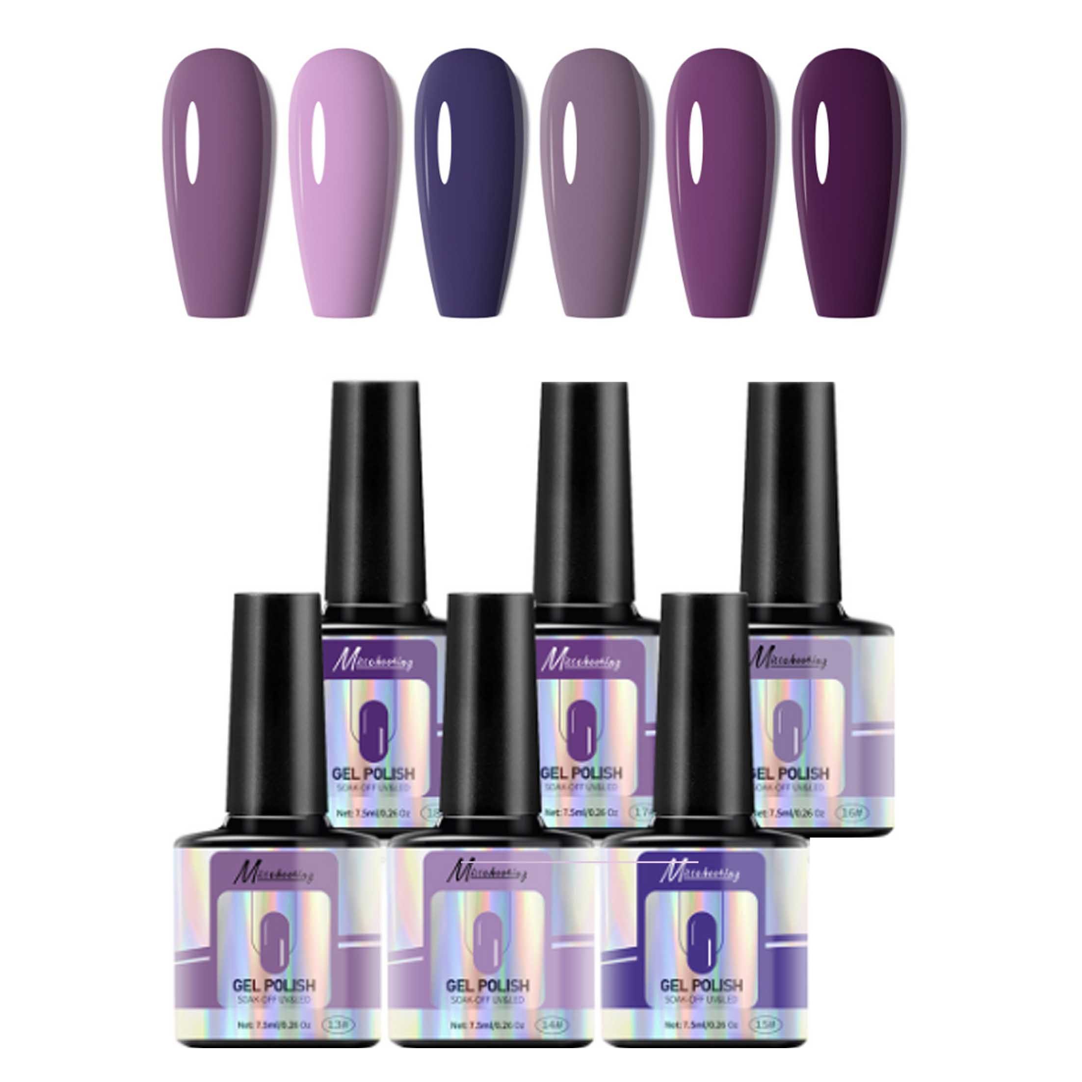 KINSI UV-Nagellack-Set 6 Farben Set Nagellack Gel, Translucent Series, Beliebte Farben, DIY, Lang anhaltender Glanz, sicher und einfach in der Anwendung