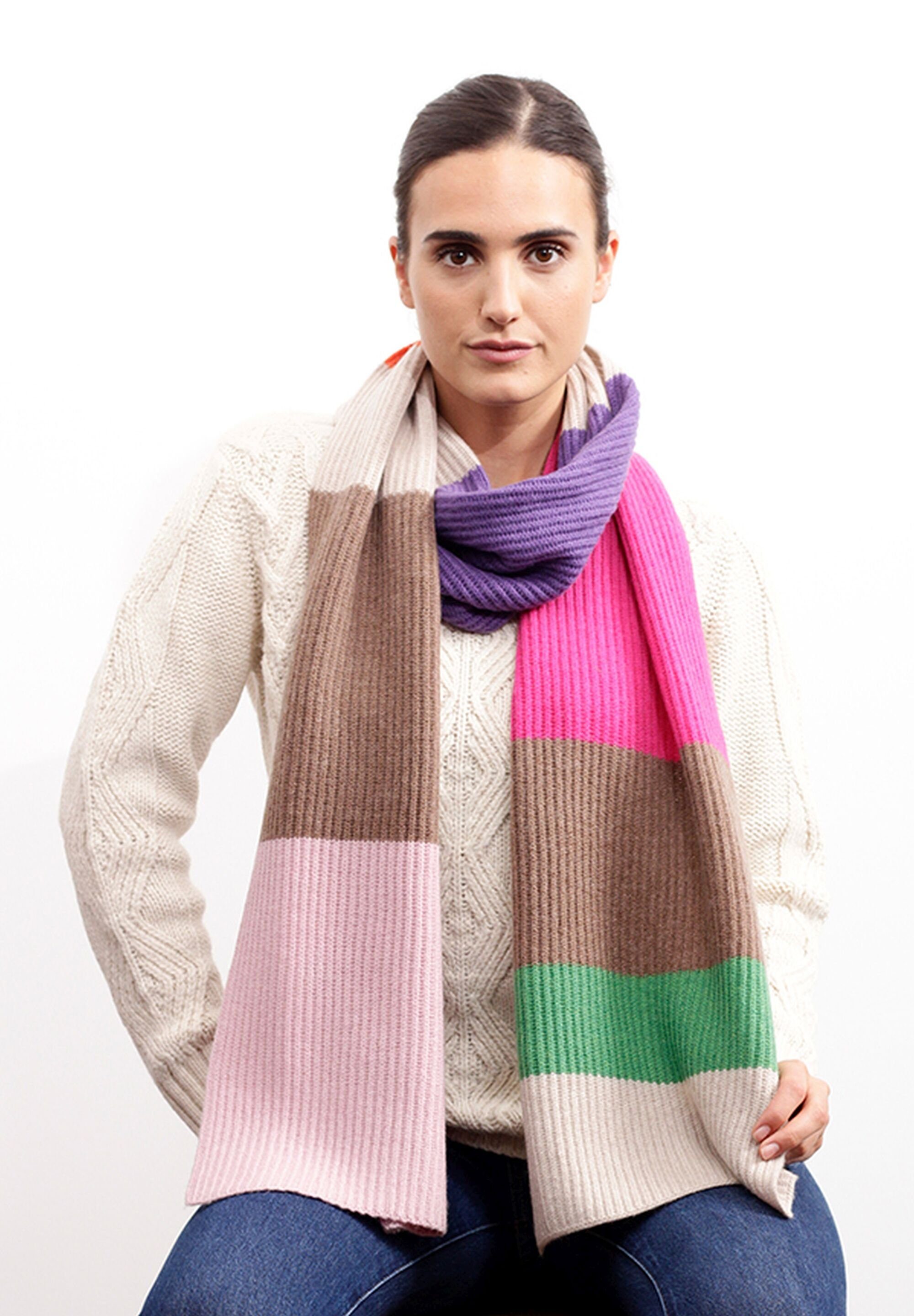 Codello Rippenstrick Blockstreifen Kaschmirweicher mit Streifen-Schal, Modeschal