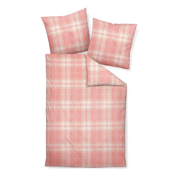 Bettwäsche Feinbiber 155x220 cm 80x80 cm 65107-01 rosé Janine Baumolle 2 teilig Bettbezug Kopfkissenbezug Set kuschelig weich hochwertig