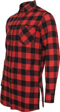 URBAN CLASSICS Langarmshirt Herren Side-Zip Long Checked Flanell Shirt (1-tlg)