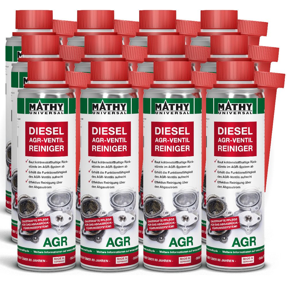 MATHY Diesel-Additiv MATHY-AGR Abgasrückführventil-Reiniger 12 x 300 ml, 3,6 l, (12-St) Reinigt das AGR-System