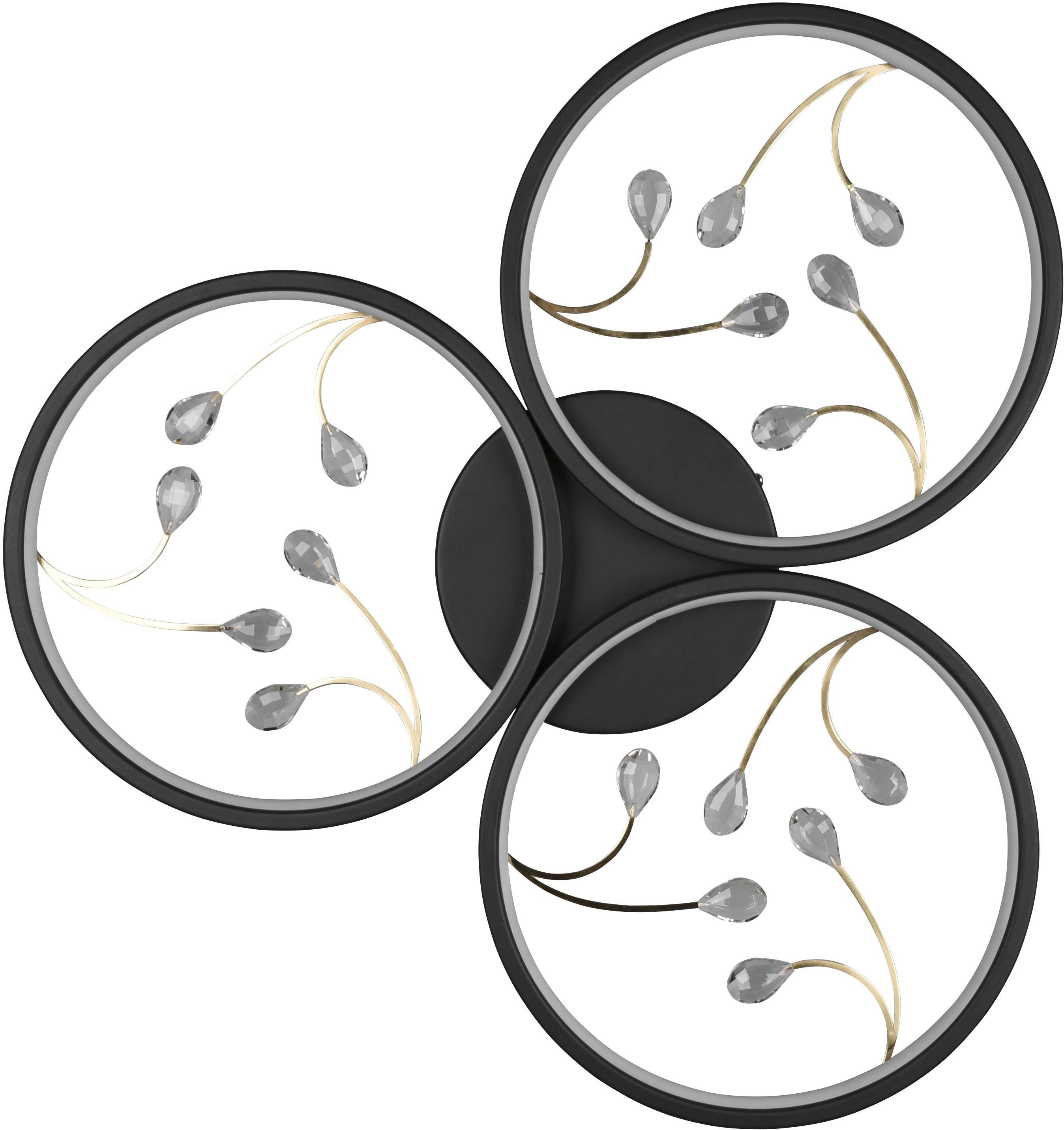 TRIO Leuchten LED Deckenleuchte Groovy, Dimmfunktion, mehrere Helligkeitsstufen, LED fest integriert, Warmweiß, Deckenlampe 3000K mit Glas-Deko, 3 Dimmstufen, LED 30W 3600 Lumen