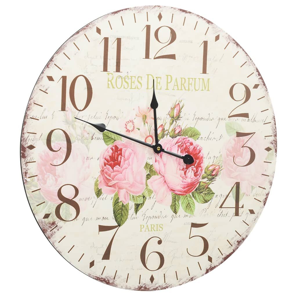 vidaXL Uhr 60 cm Vintage Wanduhr Blumen 60 cm