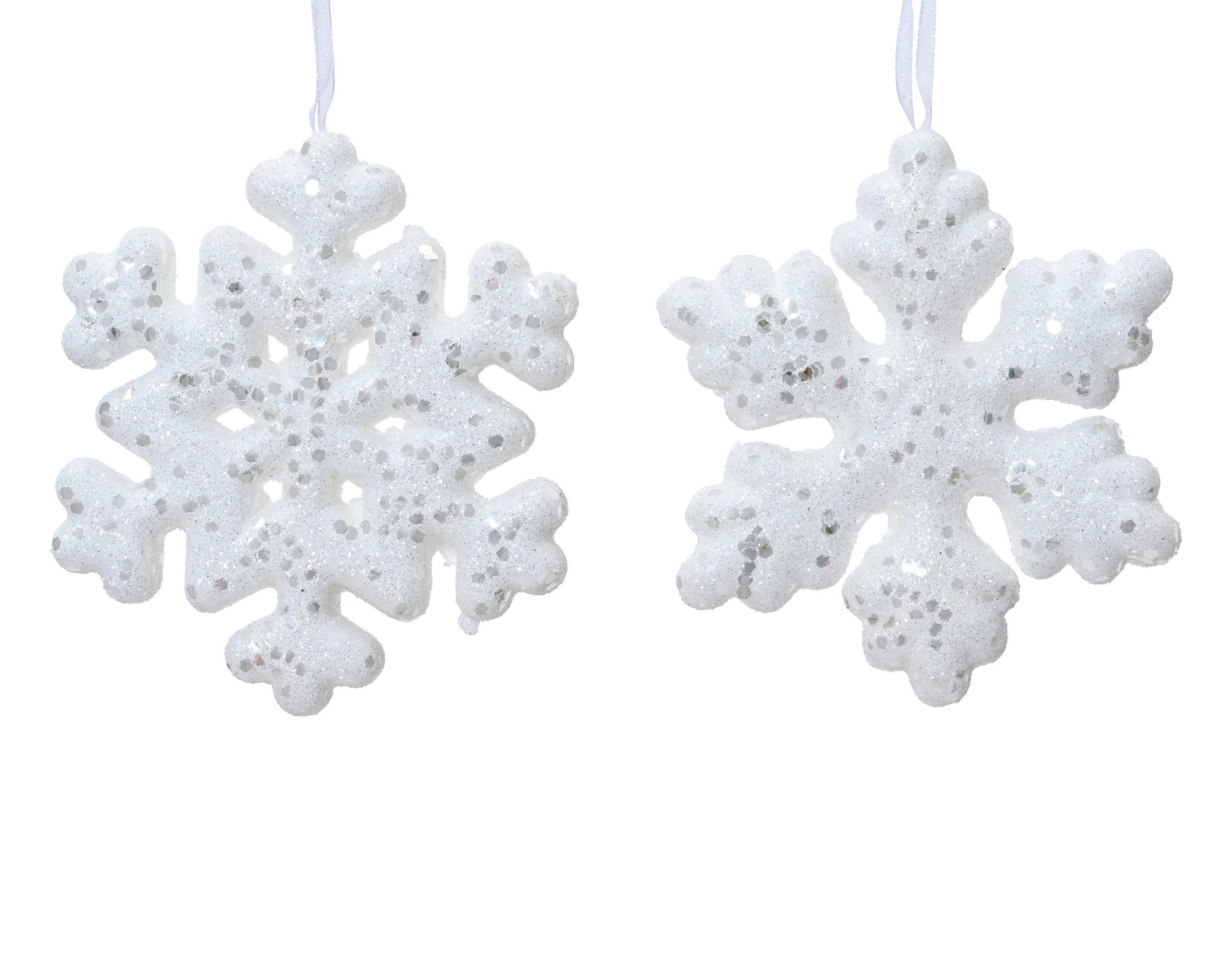 Kaemingk Dekohänger, Weihnachtsschmuck Schneeflocke 11cm Kunststoff 1 Stück sortiert Weiß