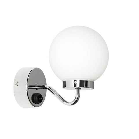 Licht-Erlebnisse Wandleuchte TOGO, ohne Leuchtmittel, Badezimmerleuchte Chrom Weiß Glasschirm IP44 Wandlampe Badlampe