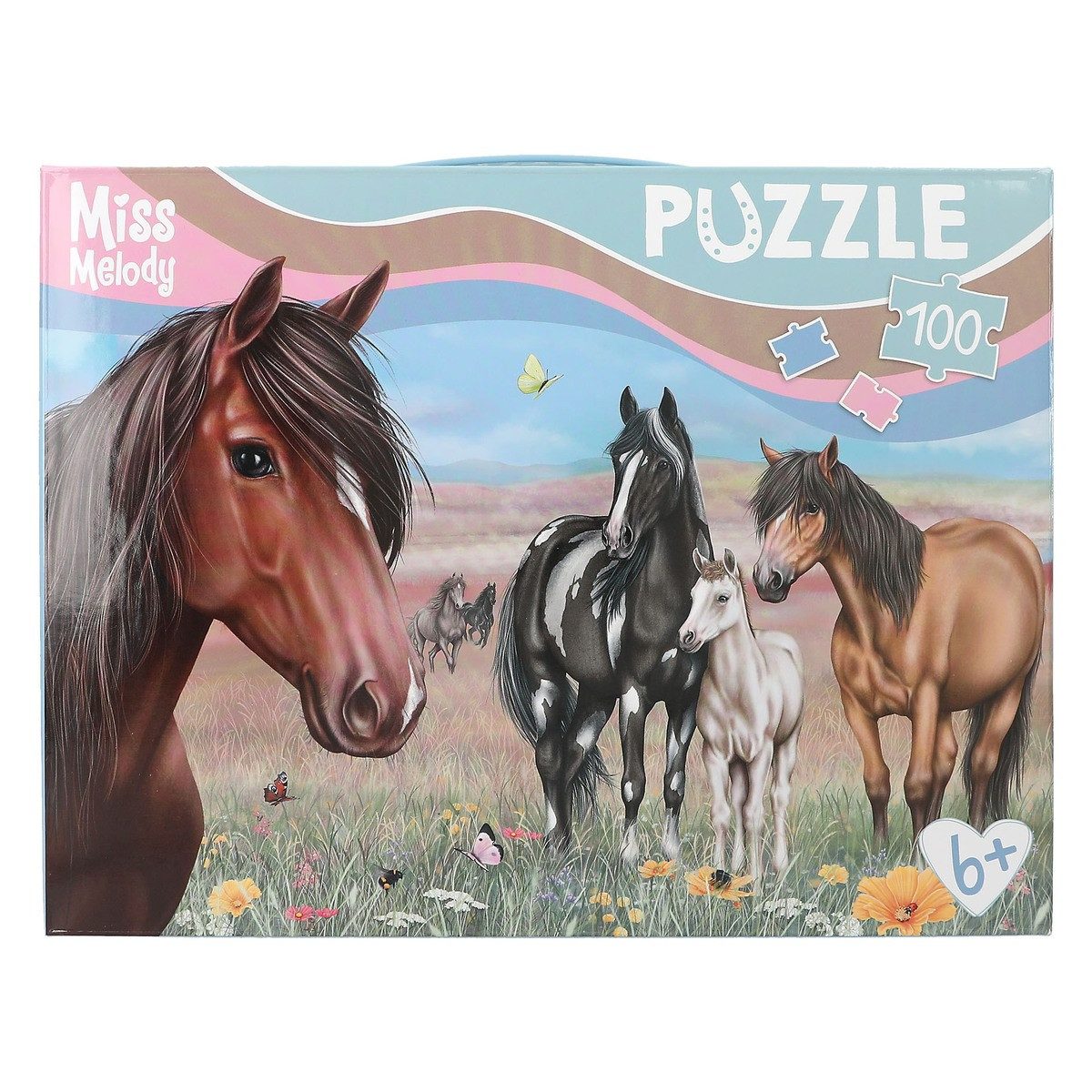 Miss Melody Puzzle DEPESCHE Miss Melody Puzzle Pferd 58x40cm 100 Teile Karton Koffer mit, Puzzleteile
