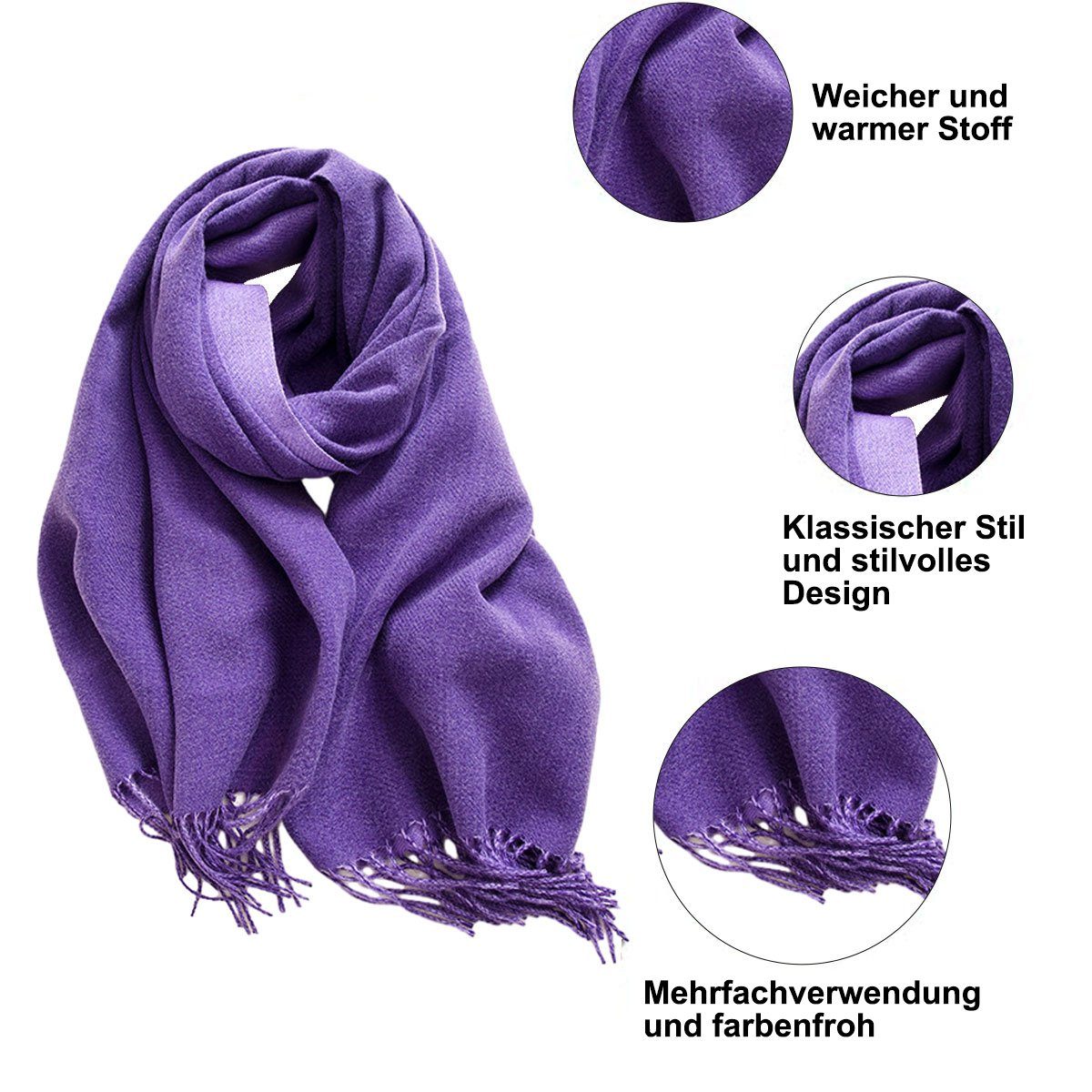 Jormftte Modeschal Damen Für Schals Stola Frauen Schal abendkleid Warme für Schal Winter Violett