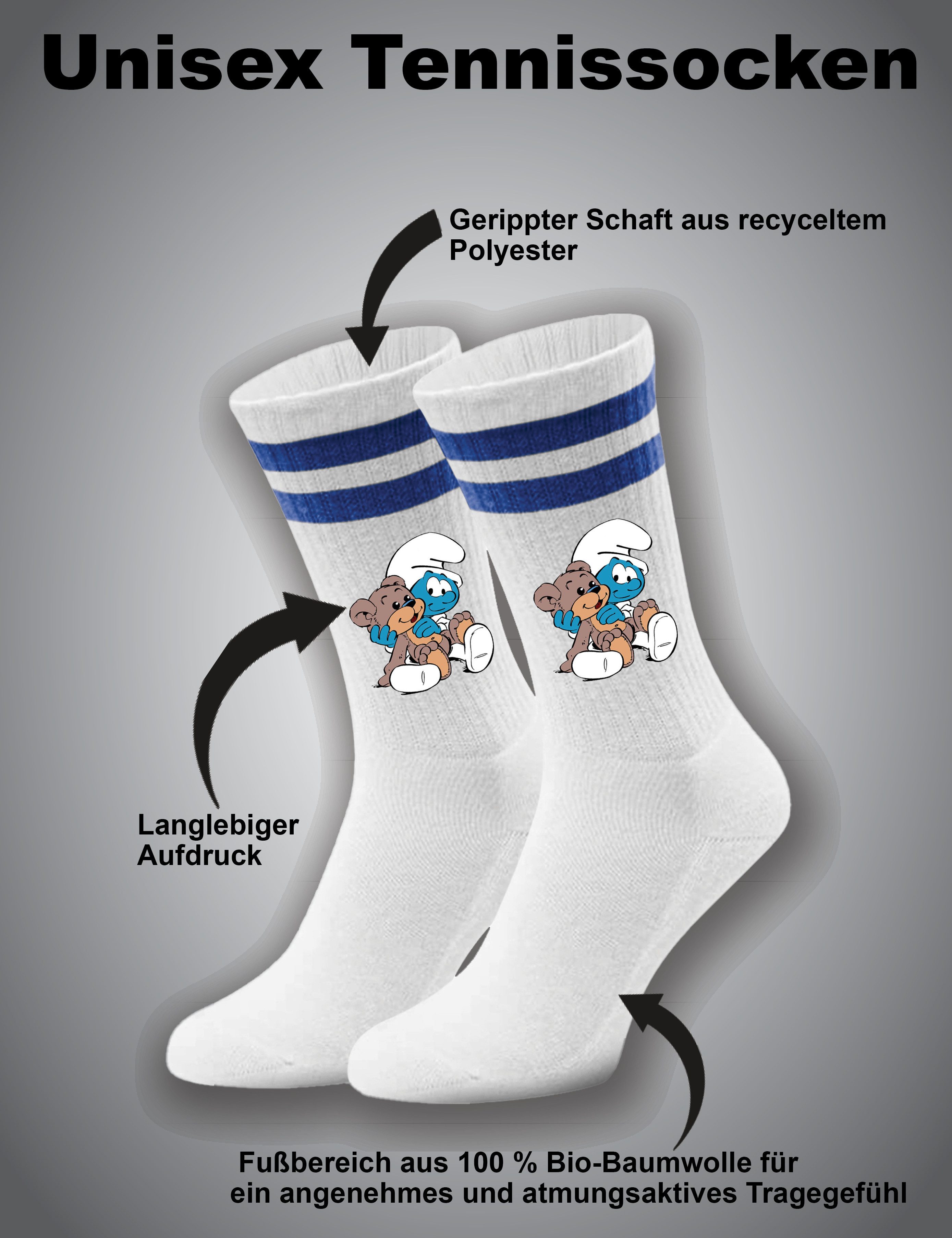 Youth Designz Tennissocken Unisex Socken "Baby Schlumpf" Aufdruck lustig Geschenk Statement mit verstärkter Verse und Zehenbereich
