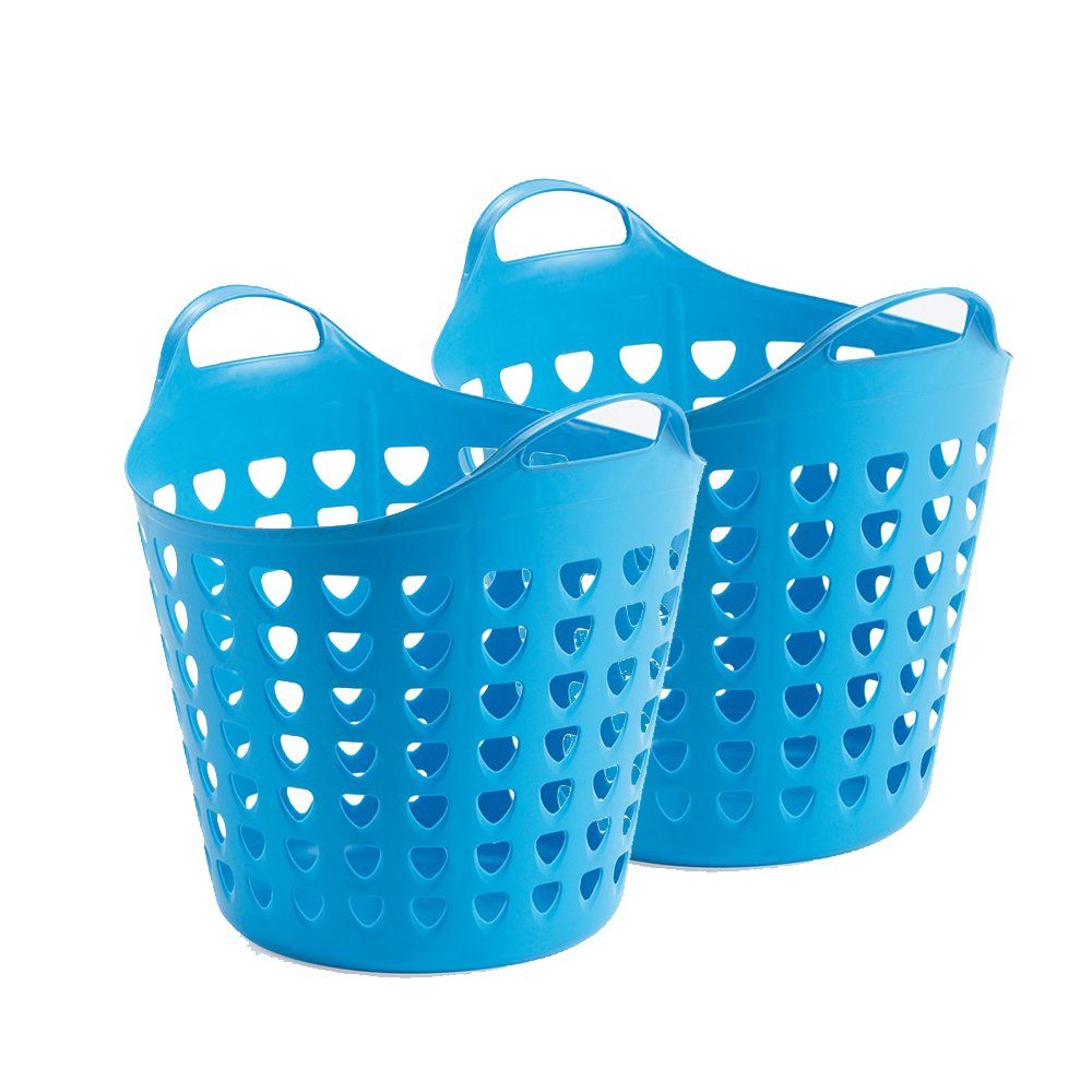 Kreher Aufbewahrungskorb Set: 2 x Flexi Korb 35 Liter mit Loch in verschiedenen Farben