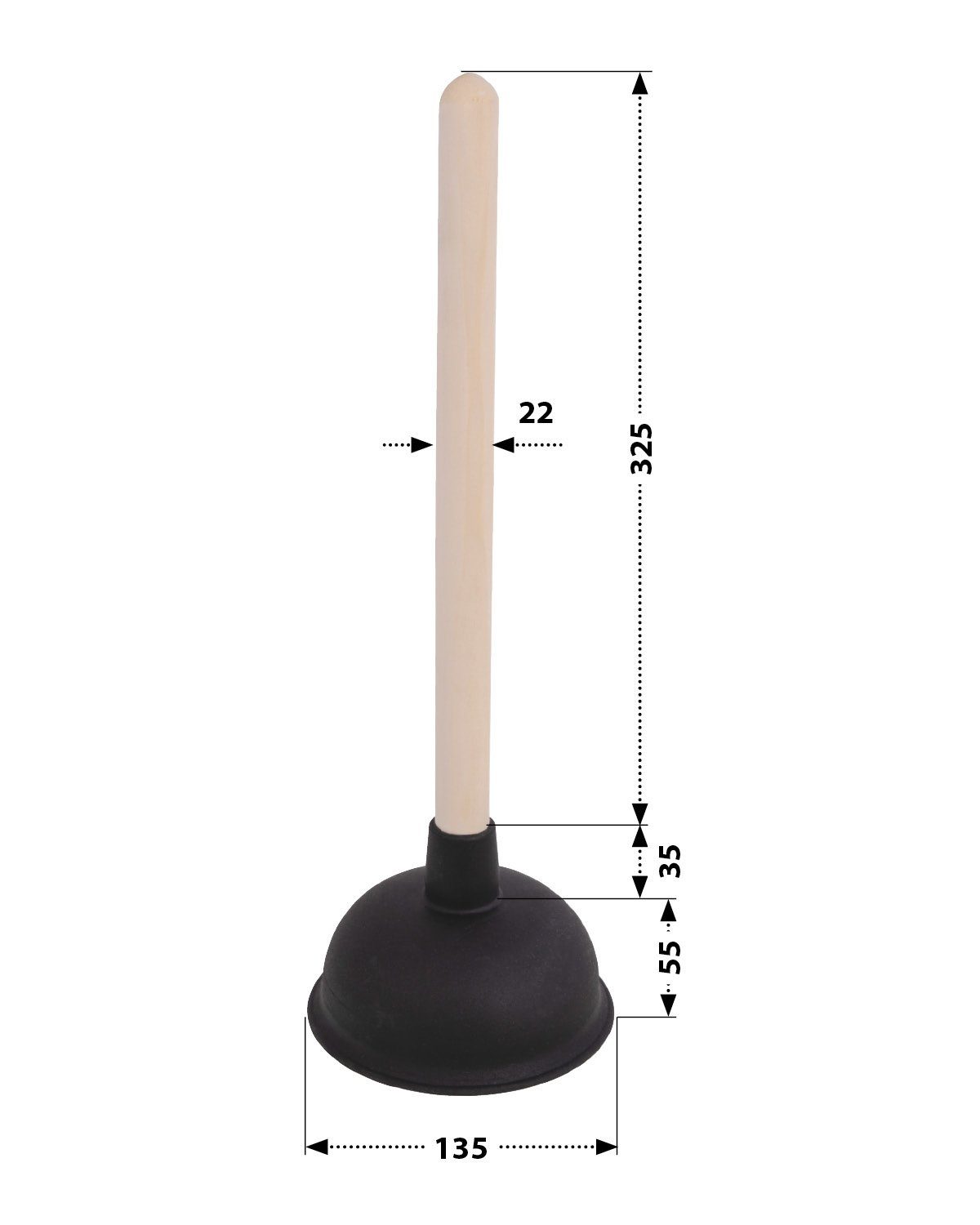 tlg., Holzstiel), 41.5 (1 mit Wanne, cm, Waschbecken L: Abflussreiniger, für 250887 Pümpel Dusche, WC, Urinal, und Schwarz, aquaSu