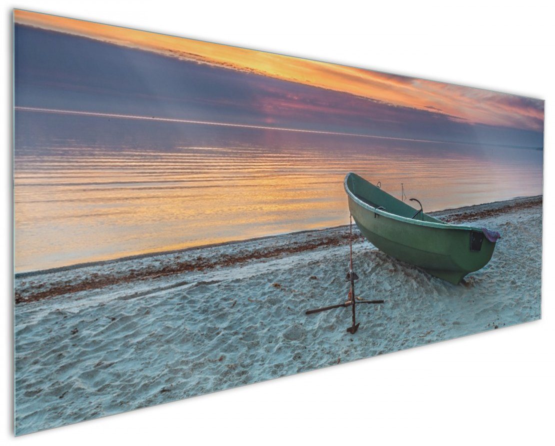 Küchenrückwand Anker am Einsames Wallario Fischerboot Strand, mit (1-tlg)