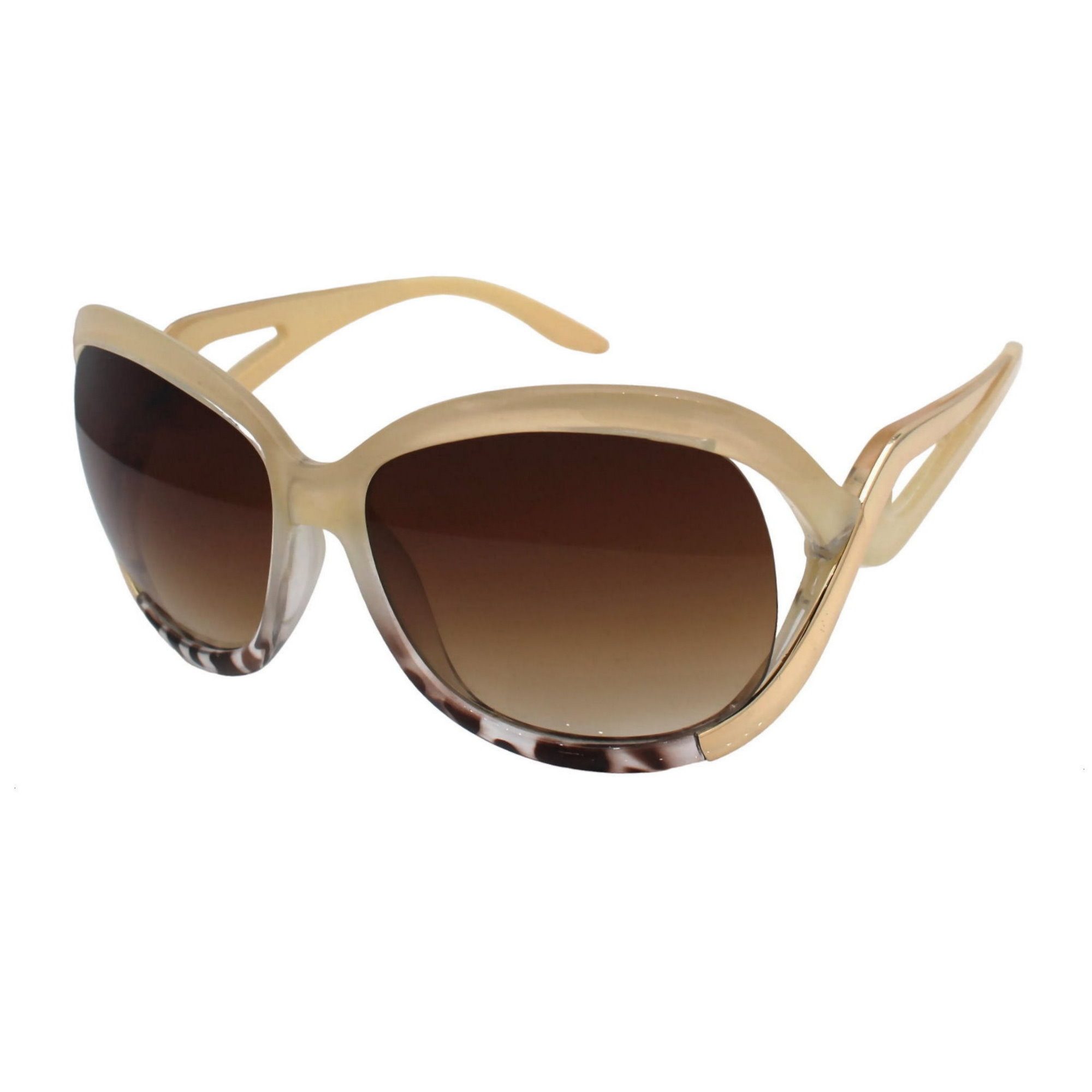 Rennec Sonnenbrille (Damen Oversized Brille mit Brillenbeutel) Große Designer Brille mit geschwungen Bügeln