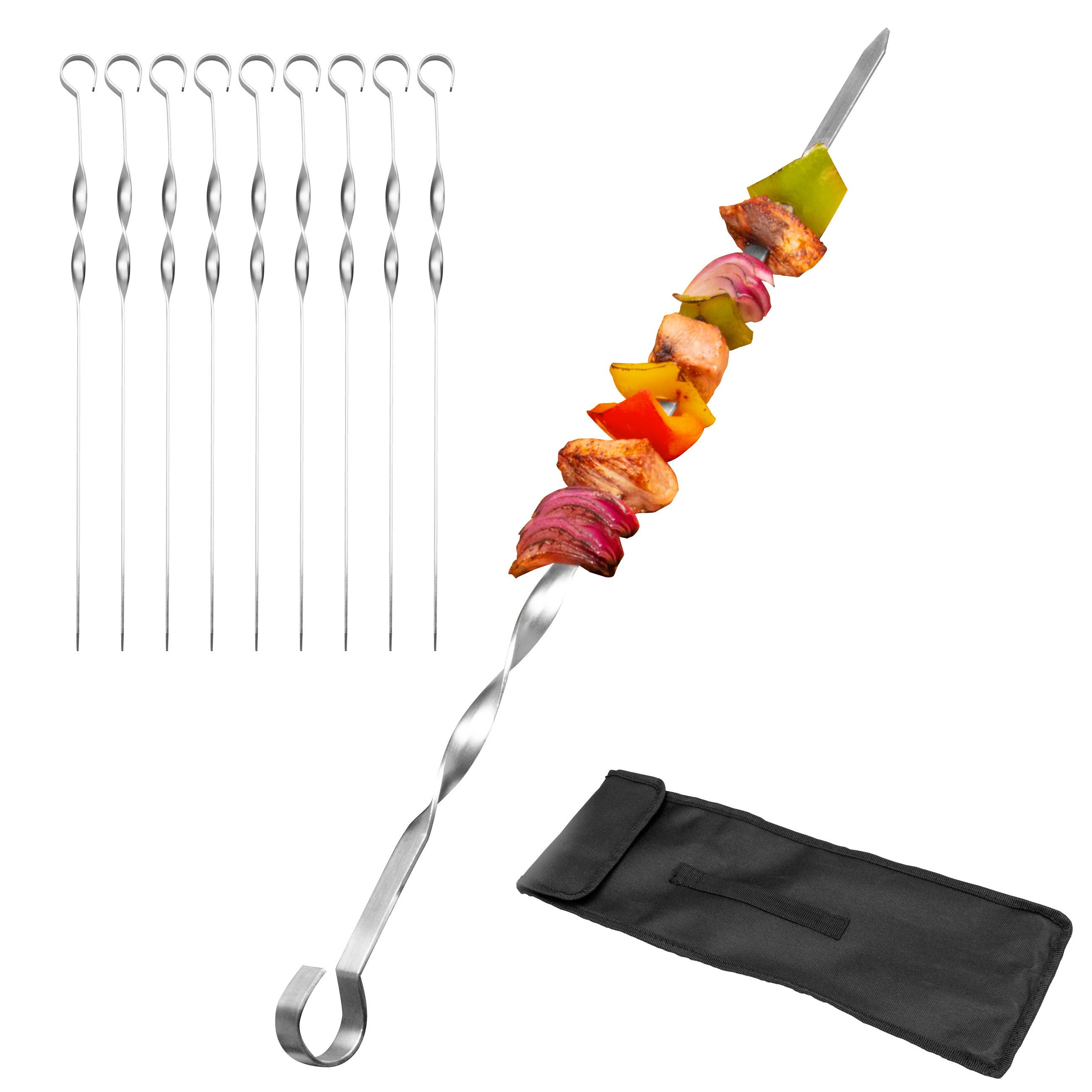 bremermann Grillspieß Grillspieße 10er Set, inkl. Aufbewahrungstasche // Edelstahl, 39 cm (10-St), inkl. 100 % Polyester-Tasche