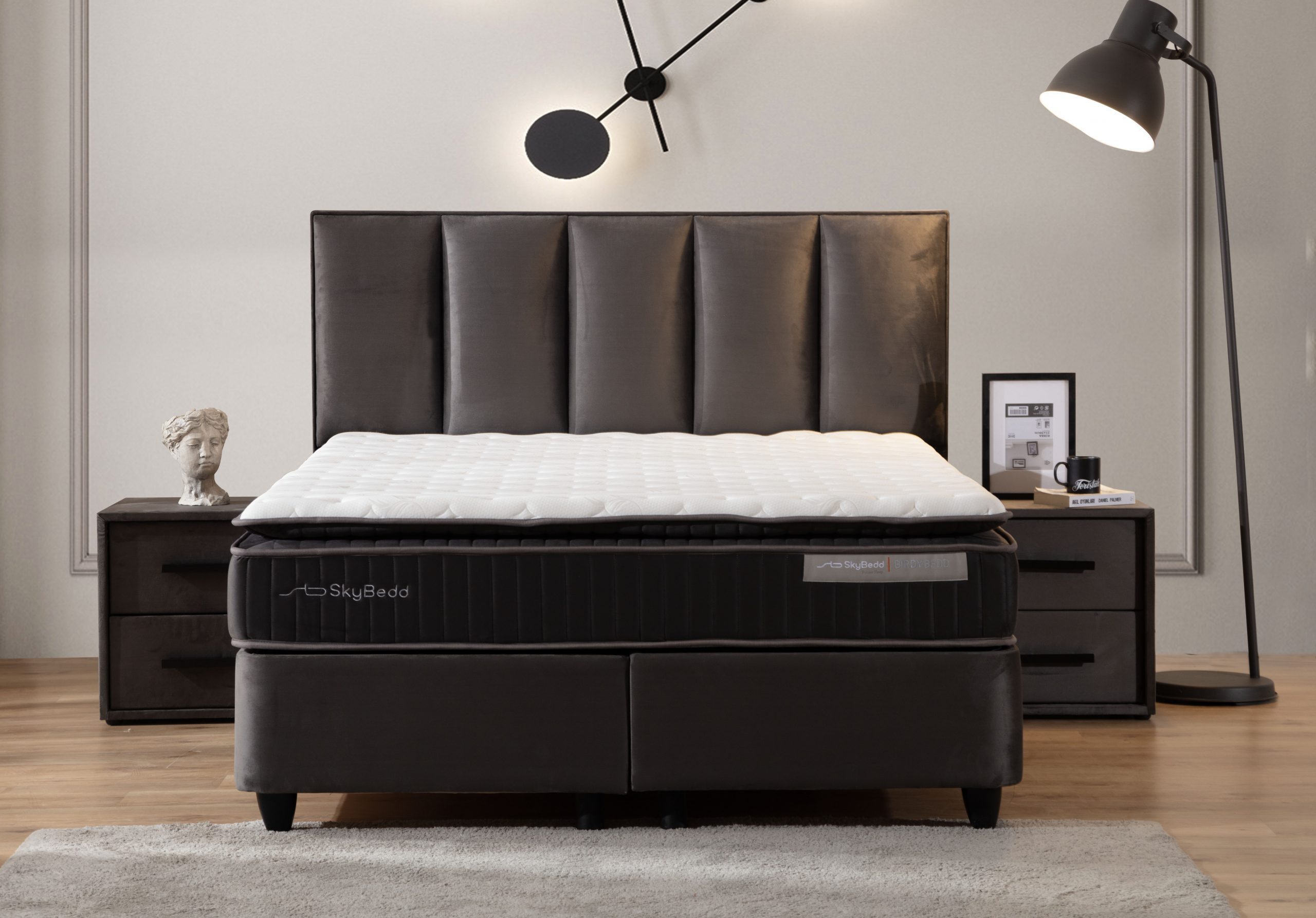 Viva Möbel Boxspringbett BIRDY (90 x 200 cm, ohne Nachttisch), Funktionales Boxspringbett - einfache Montage